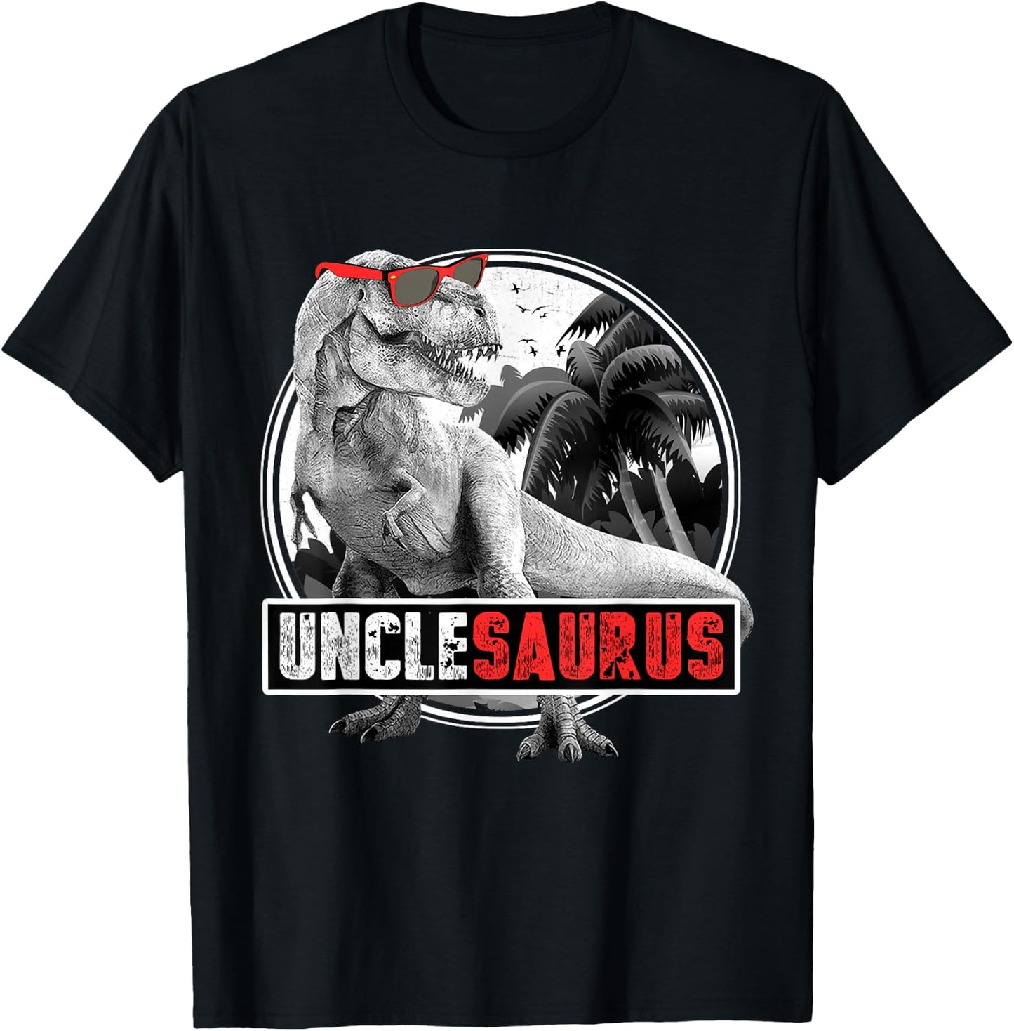 Dinosaur Family Dinosaurier - Men's Unclesaurus T-Rex Dinosaur Uncle - Black - Small - Short Sleeve - Cotton 60%, Polyester 40% T-Shirt - T-Shirt | Black