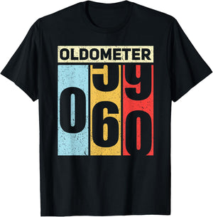 Oldometer 59-60 Funny 60th Birthday Odometer Gift Oldometer T-Shirt - T-Shirt | Black