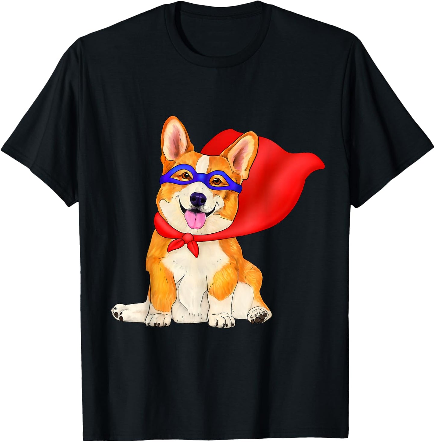 Super hero corgi - cute superhero dog in red cape Men Women Kids T-Shirt - T-Shirt | Black