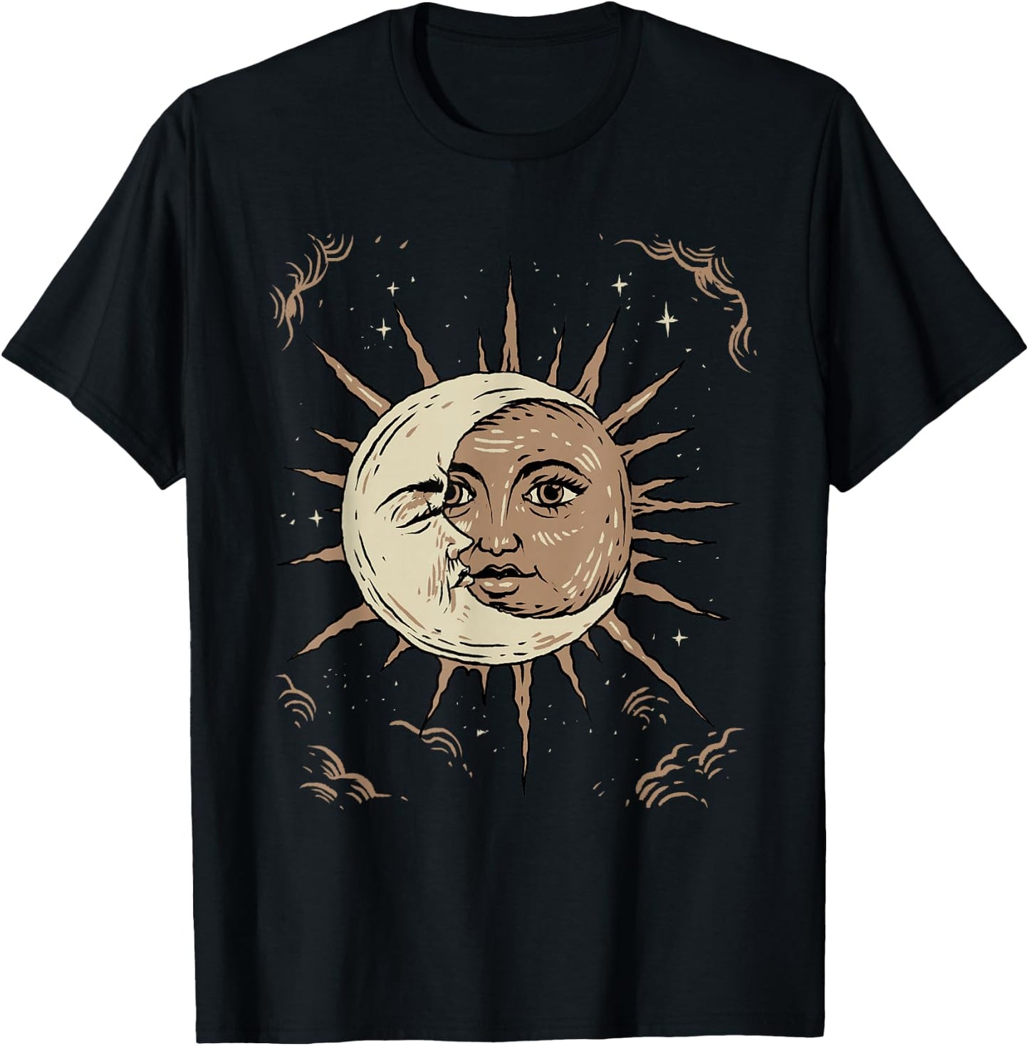 Sun and Moon Shirt Celestial Tarot Dark Academia Aesthetic T-Shirt - T-Shirt | Black