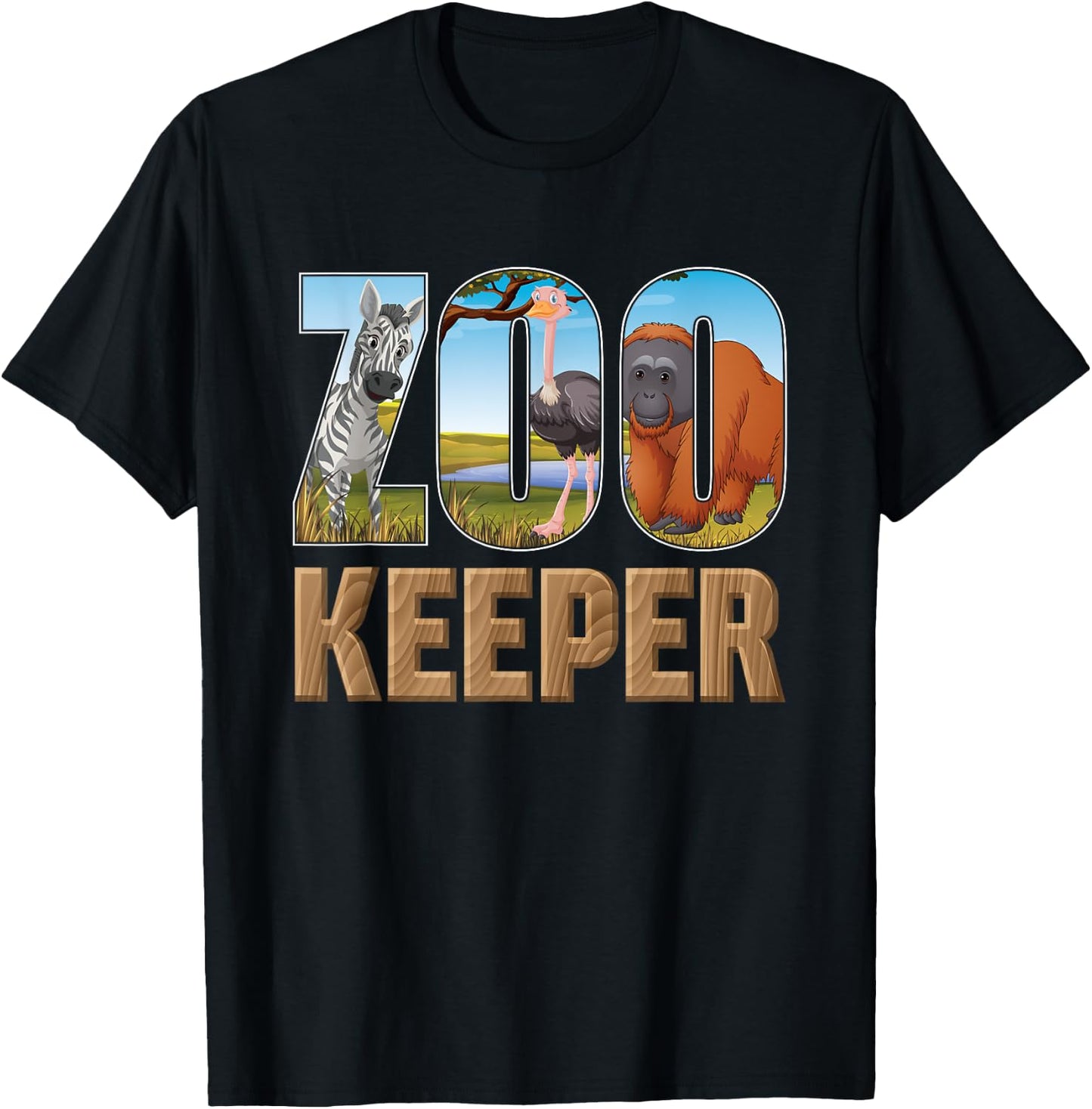 Zookeeper Costume African Savanna Zoo Keeper Animals Lover T-Shirt - T-Shirt | Black
