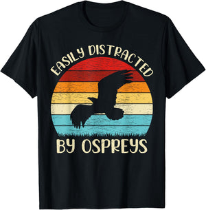 Vintage Osprey Bird Lover Easily Distracted By Ospreys T-Shirt - T-Shirt | Black