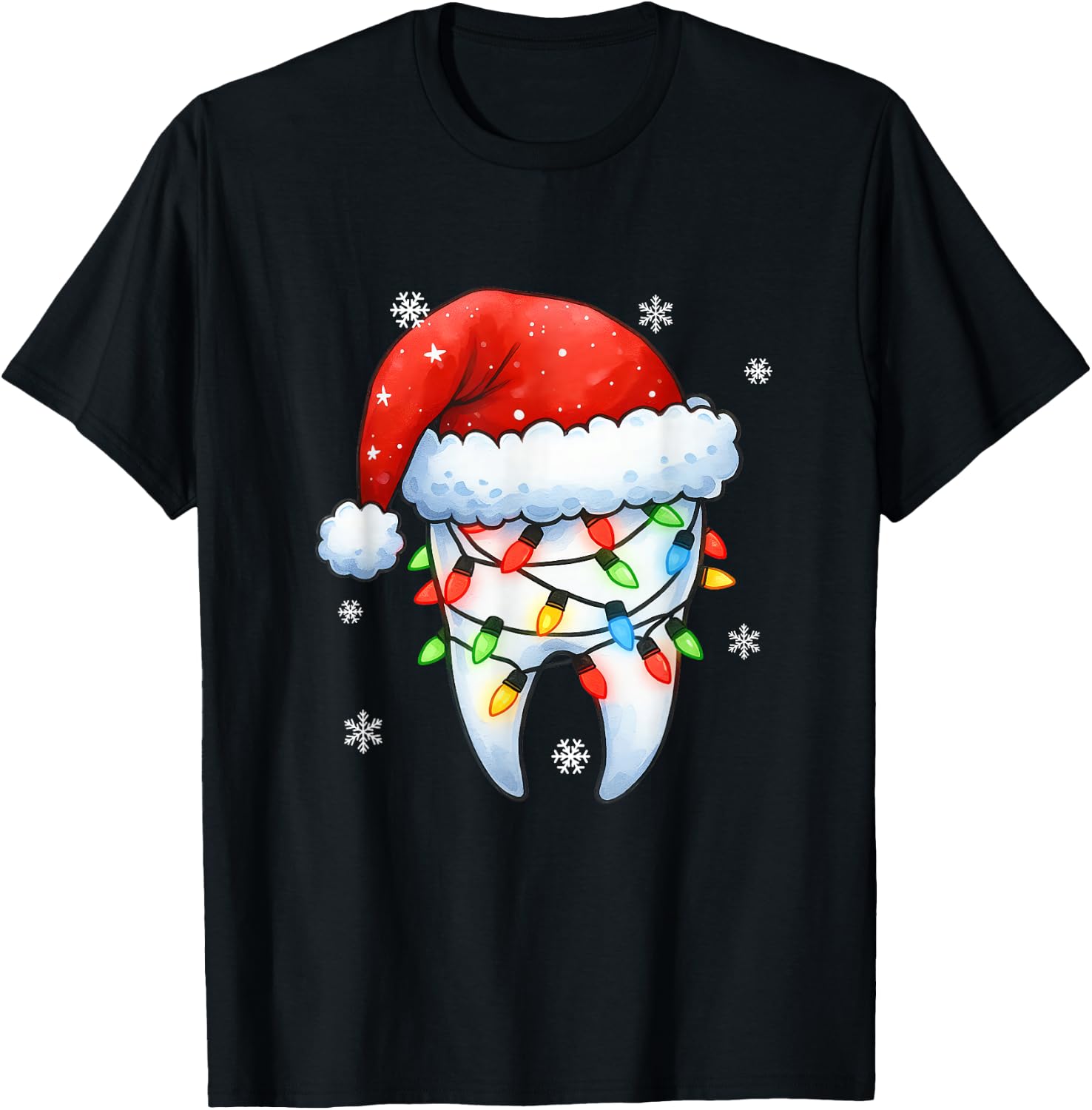 Retro Dental Christmas Tooth Santa Xmas Dentist Squad Crew T-Shirt - T-Shirt | Black