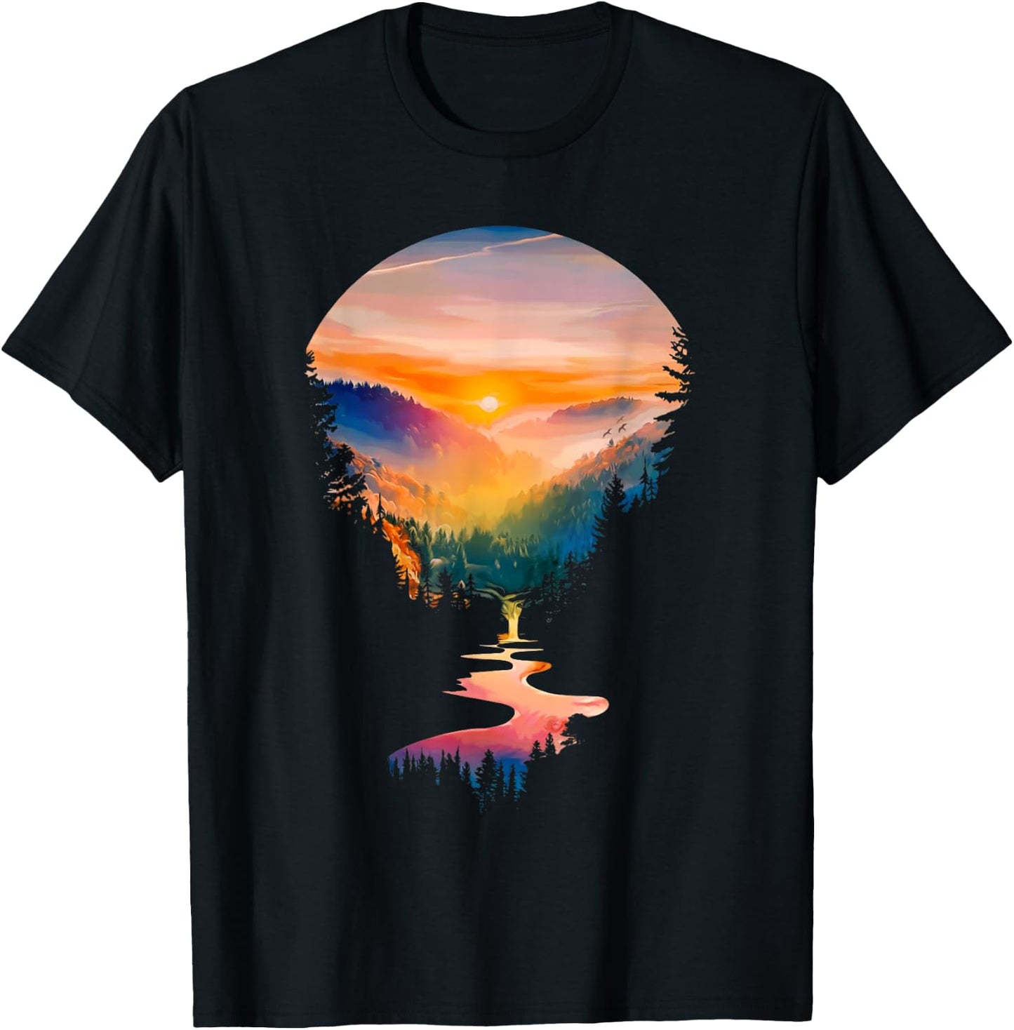 Nature Lovers Forest Hiking Mountains Outdoor Trees Nature T-Shirt - T-Shirt | Black