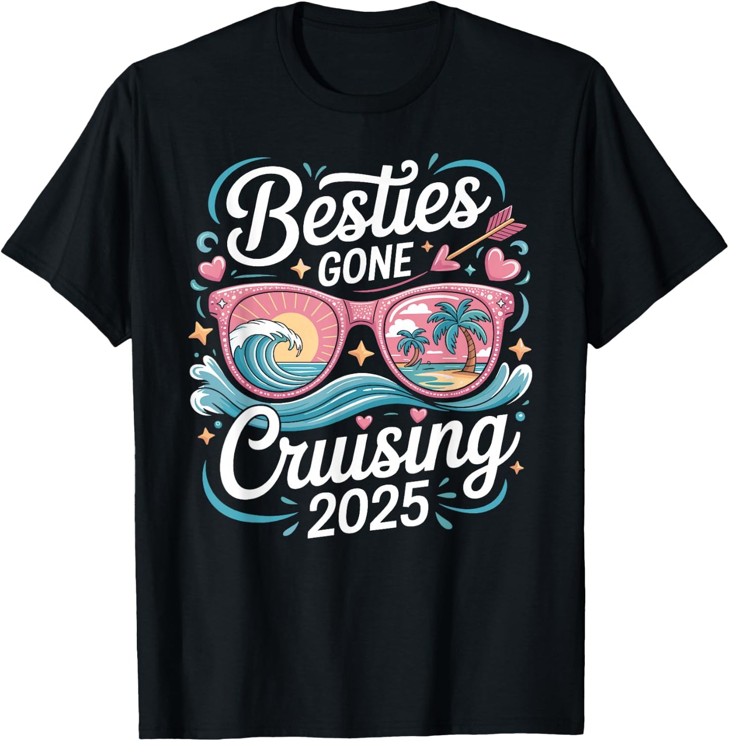 Besties Gone Cruising 2025 Girls Matching Women Cruise T-Shirt - T-Shirt | Black