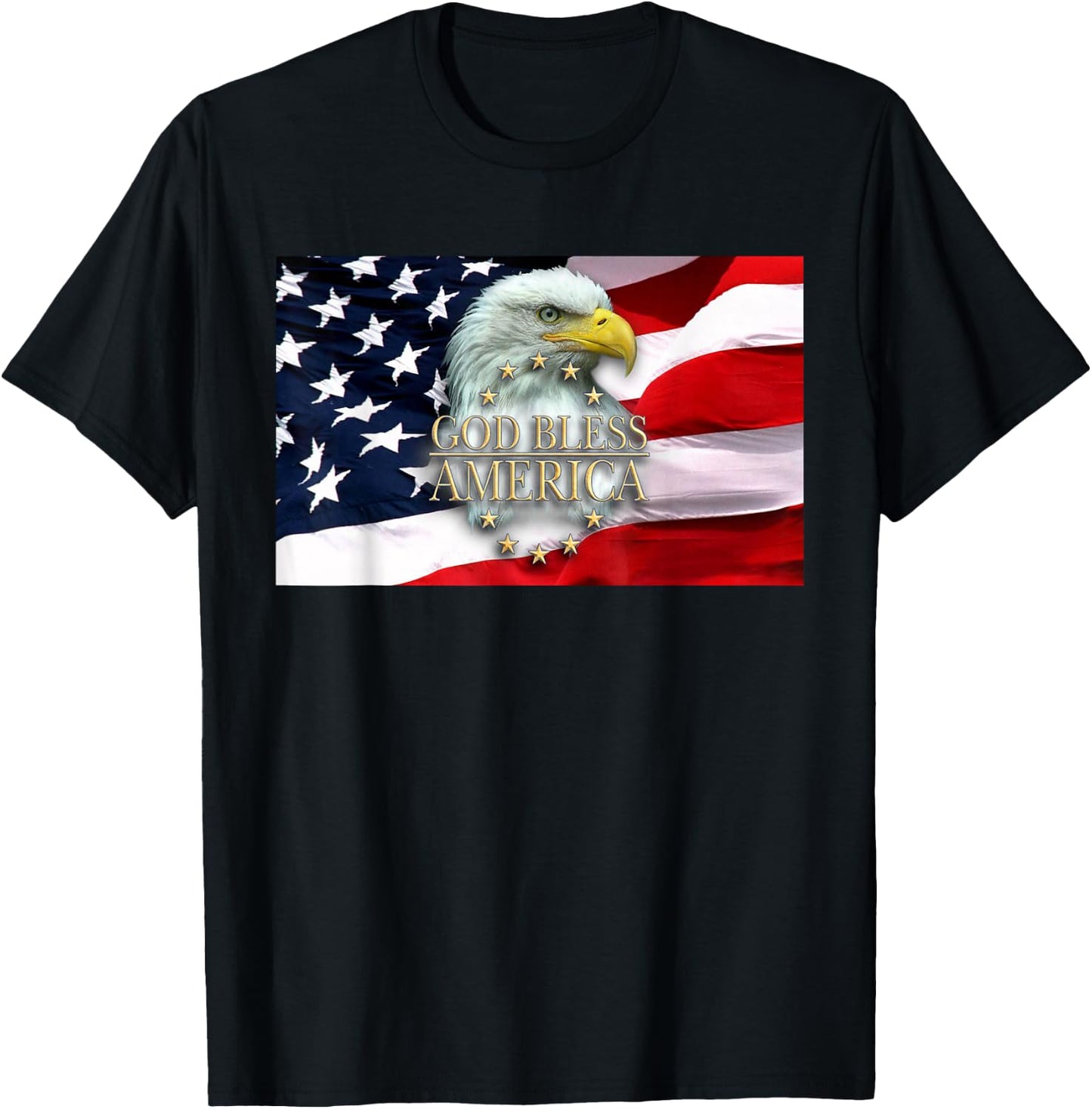 God Bless America Bald Eagle USA American Flag 4th of July T-Shirt - T-Shirt | Black