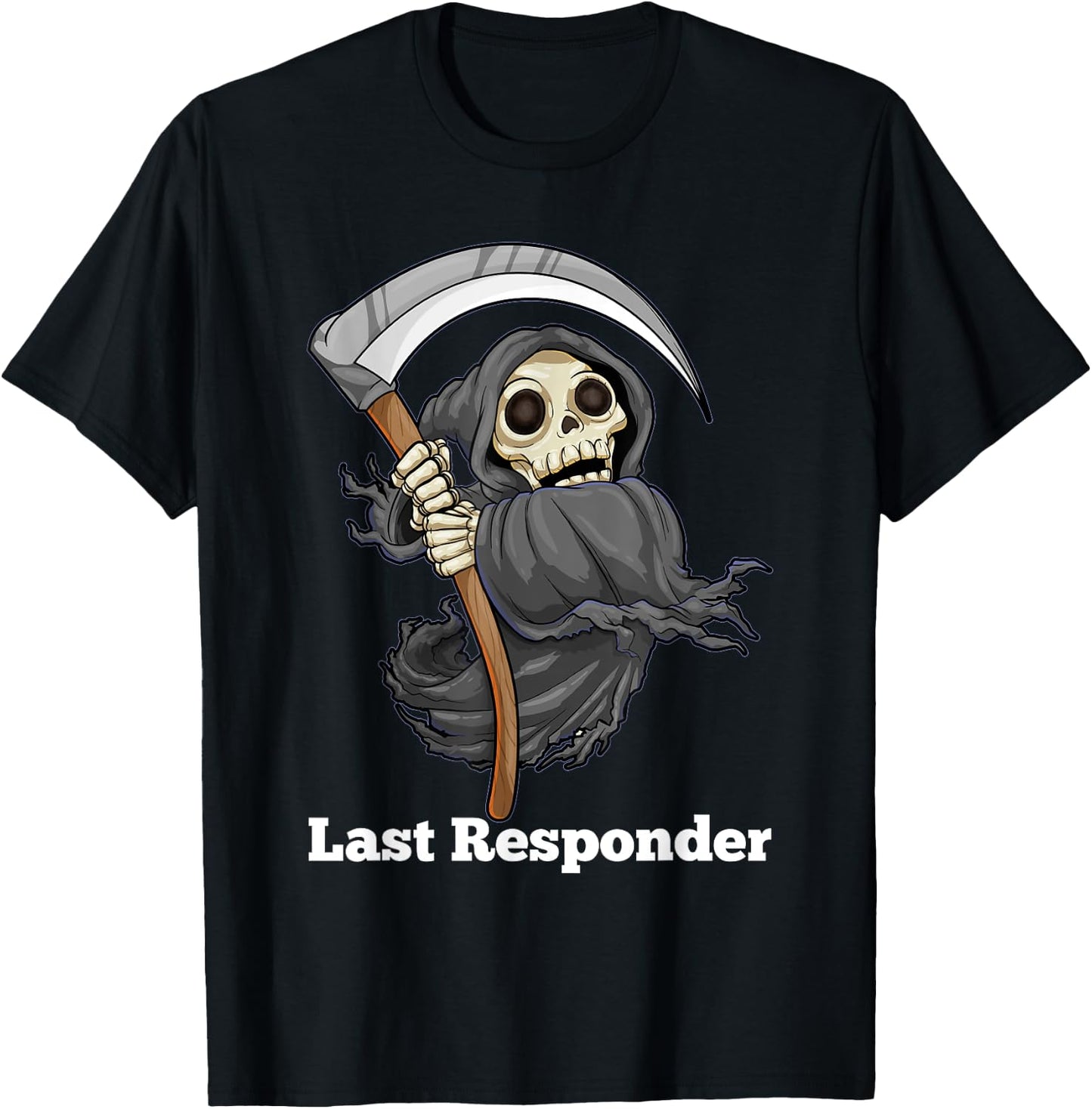Last Responder Grim Reaper Halloween Angel Of Death Scythe T-Shirt - T-Shirt | Black