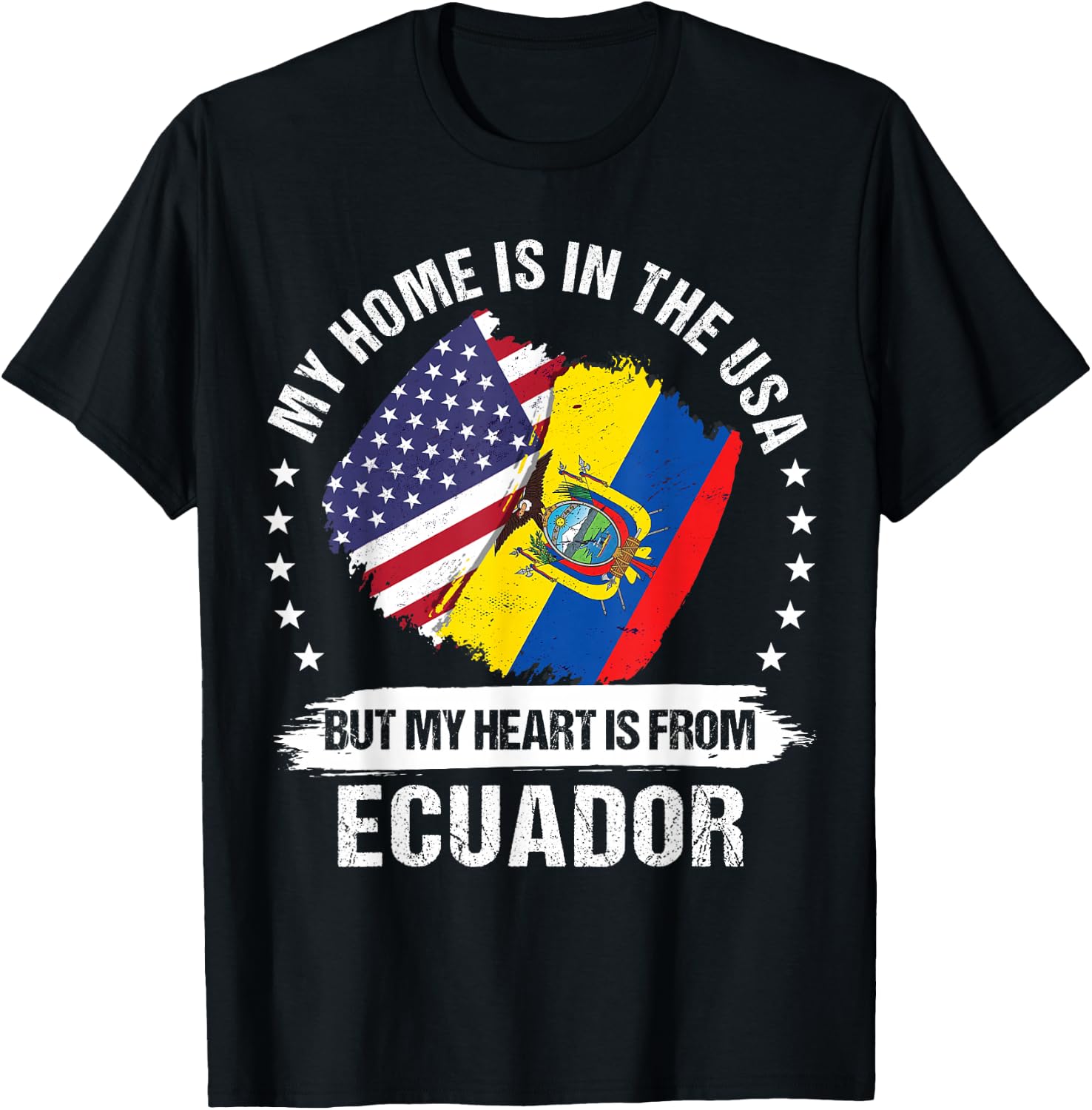 American Patriot Ecuador Flag American Ecuadorian Roots T-Shirt - T-Shirt | Black