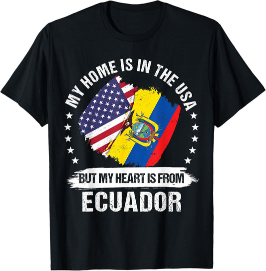 American Patriot Ecuador Flag American Ecuadorian Roots T-Shirt - T-Shirt | Black