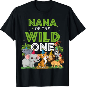 Nana of the Wild One Zoo Birthday Safari Jungle Animal T-Shirt - T-Shirt | Black