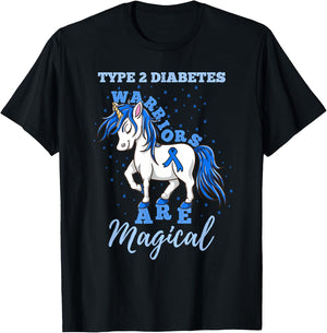 Type 2 Diabetes Warriors Are Magical T2D Awareness T-Shirt - T-Shirt | Black