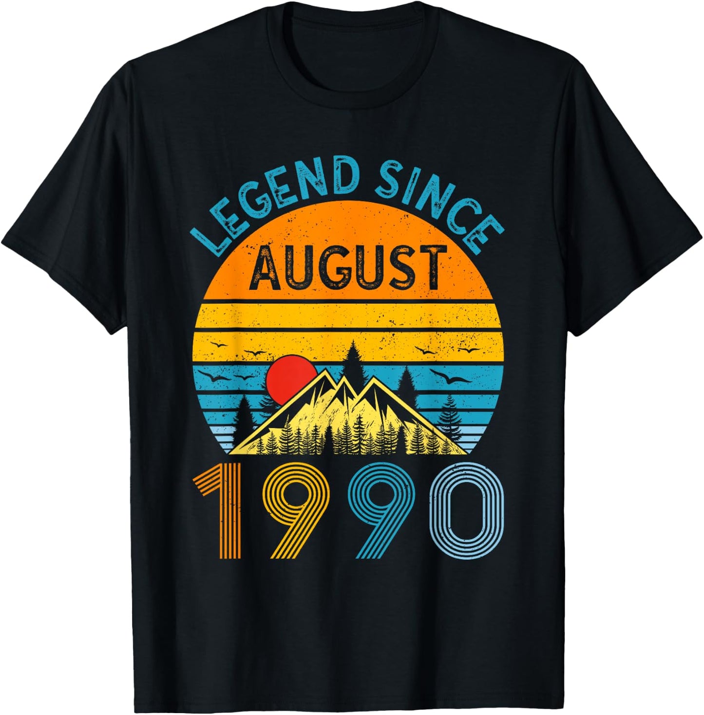 Legend Since August 1990 35th Birthday Vintage 35 Years Old T-Shirt - T-Shirt | Black