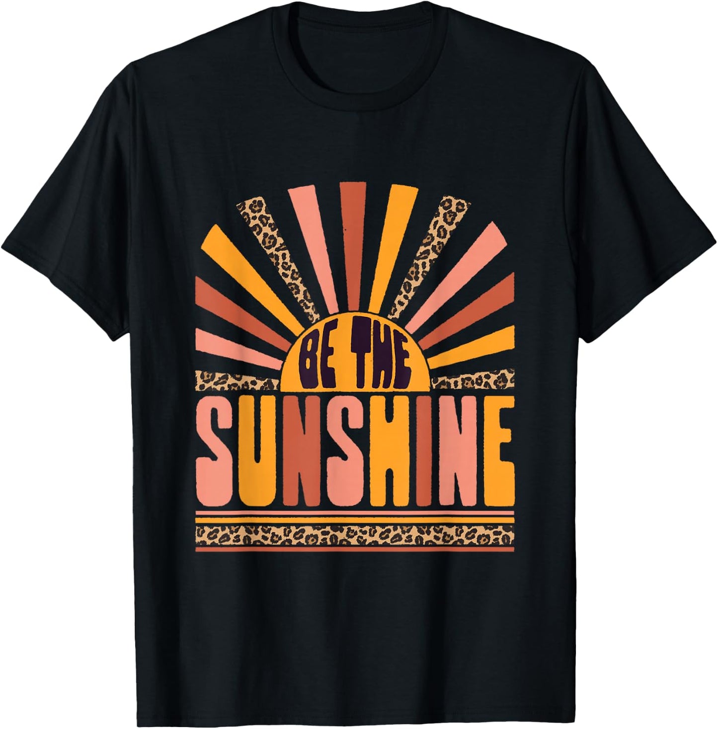 Vintage Retro Be The Sunshine Shirt, Summer Leopard Print T-Shirt - T-Shirt | Black