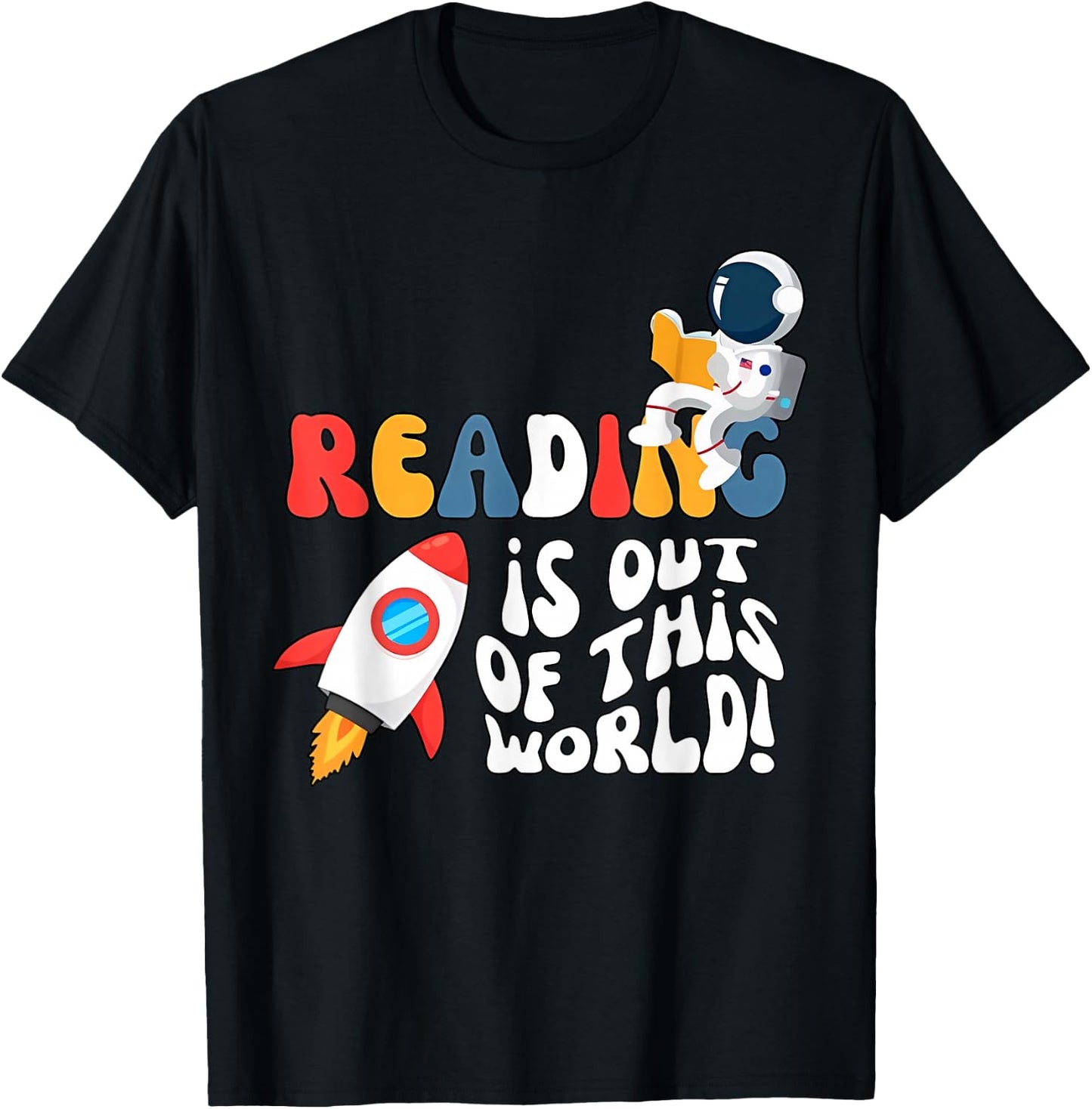 Reading is out of this World Space Book Lover Teacher Women Girls Kids T-Shirt - T-Shirt | Black