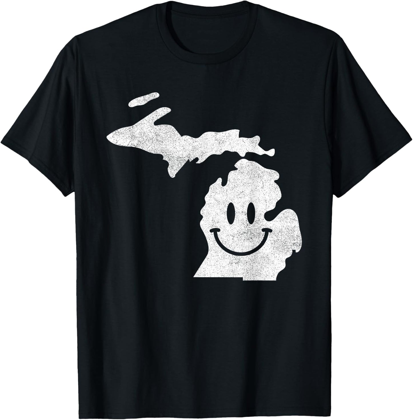Smiling in MI – Funny Michigan Happy Face T-Shirt - T-Shirt | Black