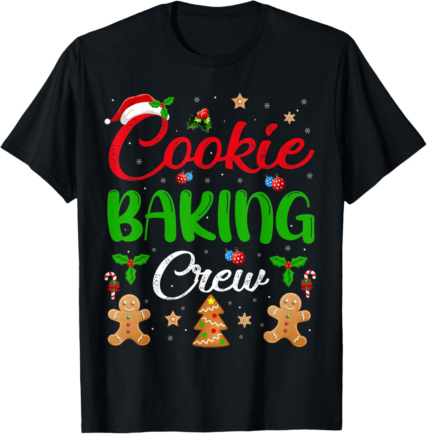 Cooking Lover Xmas Pajama Funny Cookie Baking Crew Christmas T-Shirt - T-Shirt | Black