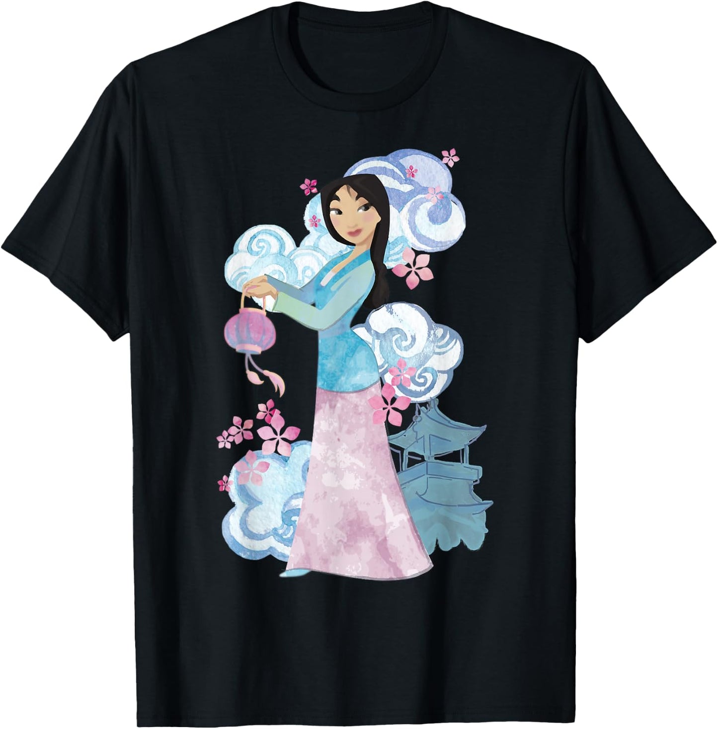 Disney Mulan Watercolor Portrait Small T-Shirt - T-Shirt | Black