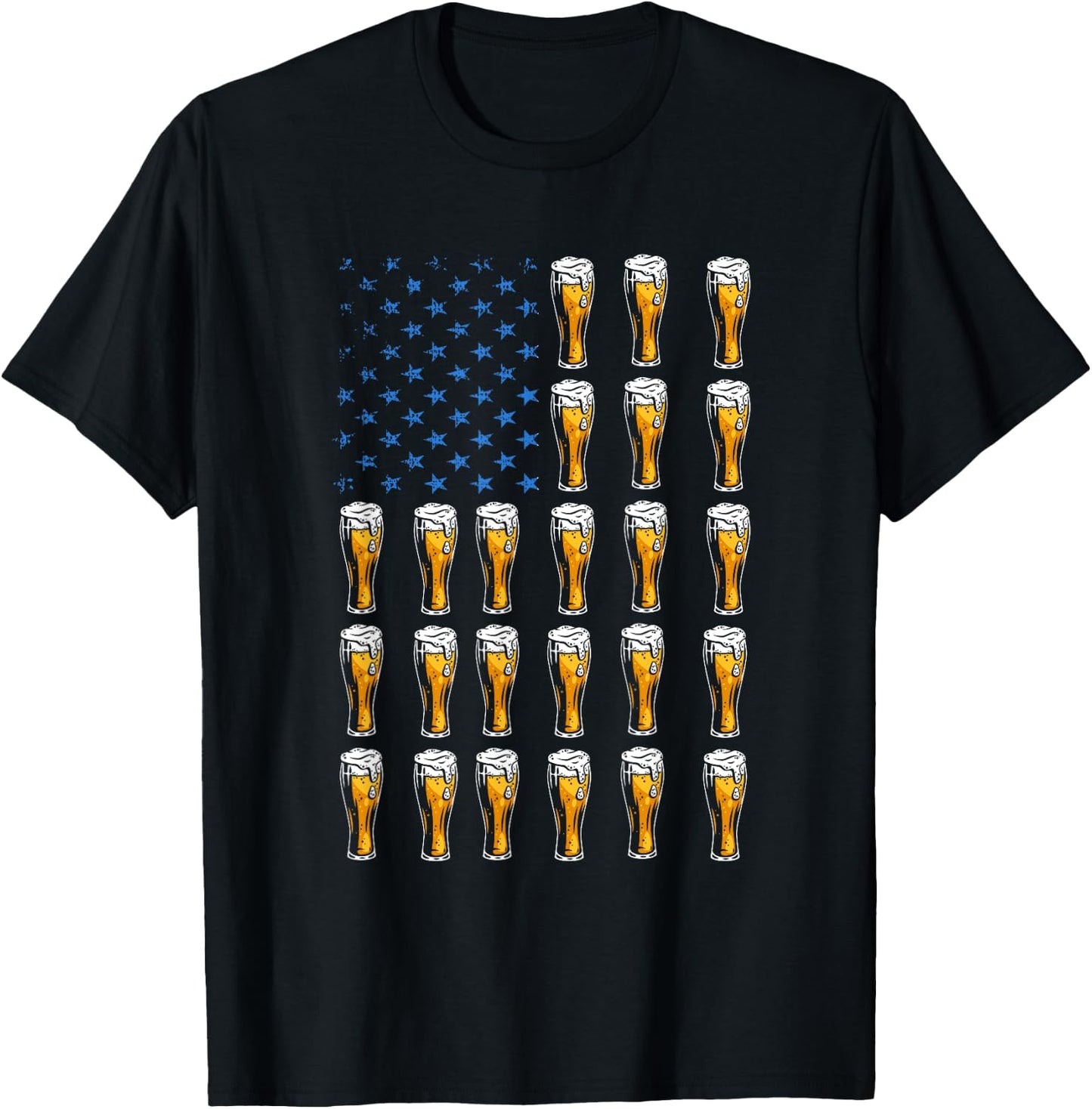 Craft Beer American Flag USA , 4th July Brewery T-Shirt - T-Shirt | Black