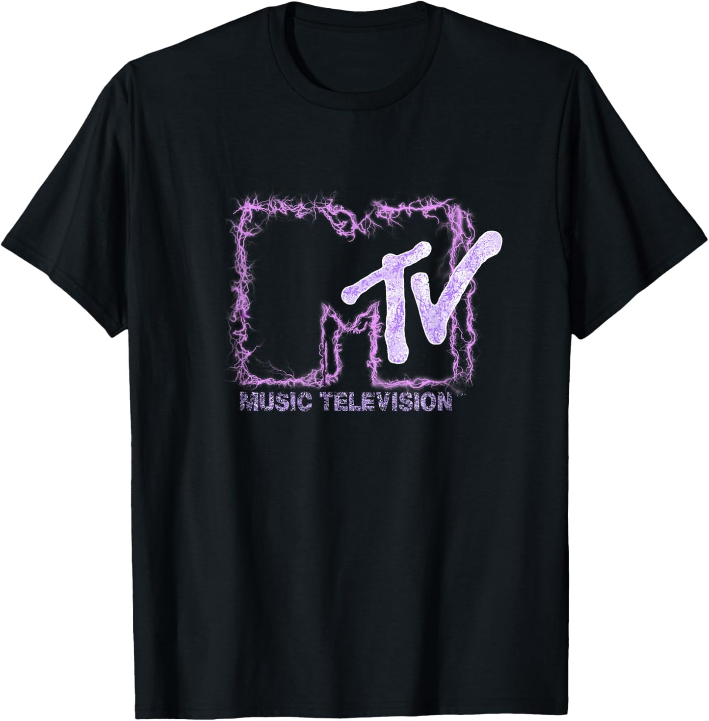 Mademark x MTV - The official MTV Logo with purple electric flashes T-Shirt - T-Shirt | Black