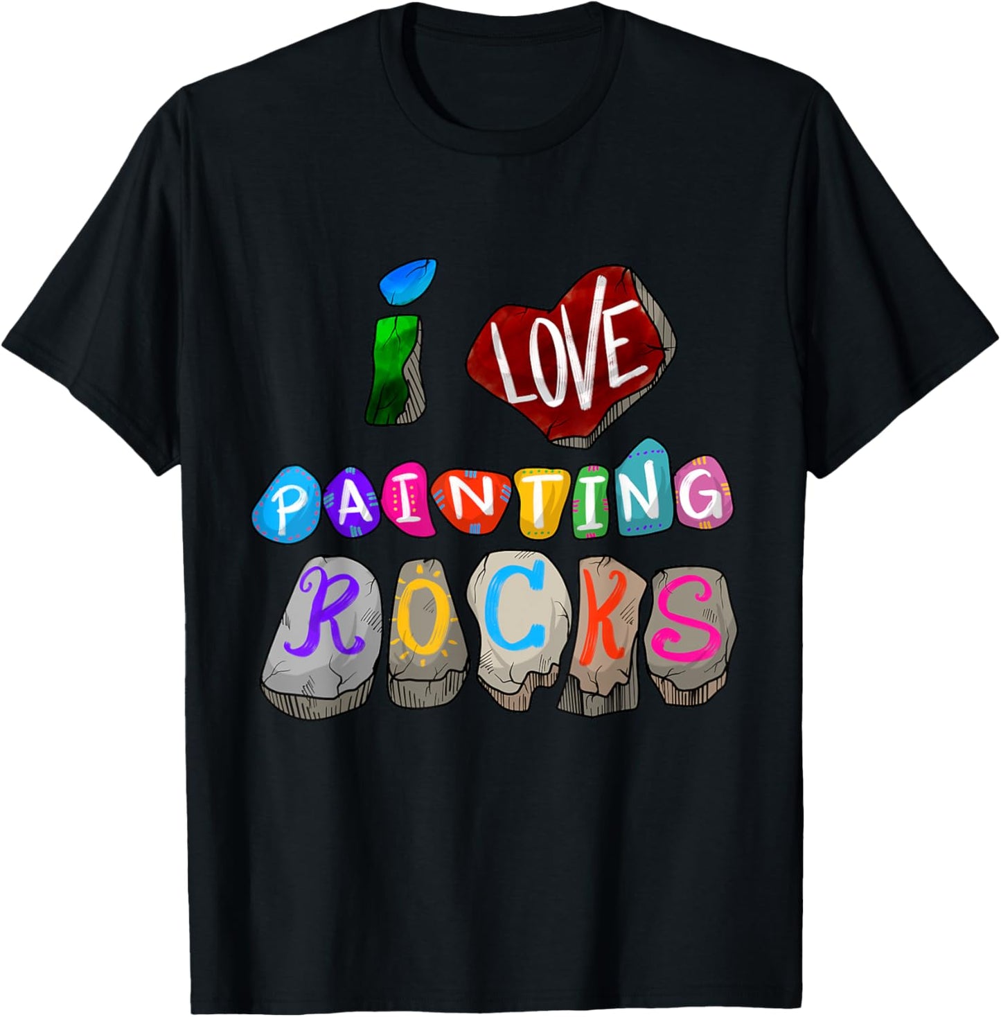 Funny I Love Painting Rocks Gift Cool Painter Men Women Kids T-Shirt - T-Shirt | Black
