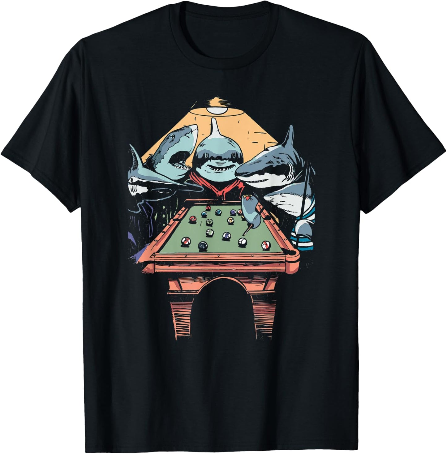 The Pool Sharks Funny Vintage Painting Parody T-Shirt - T-Shirt | Black
