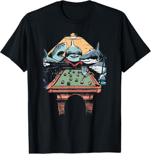 The Pool Sharks Funny Vintage Painting Parody T-Shirt - T-Shirt | Black