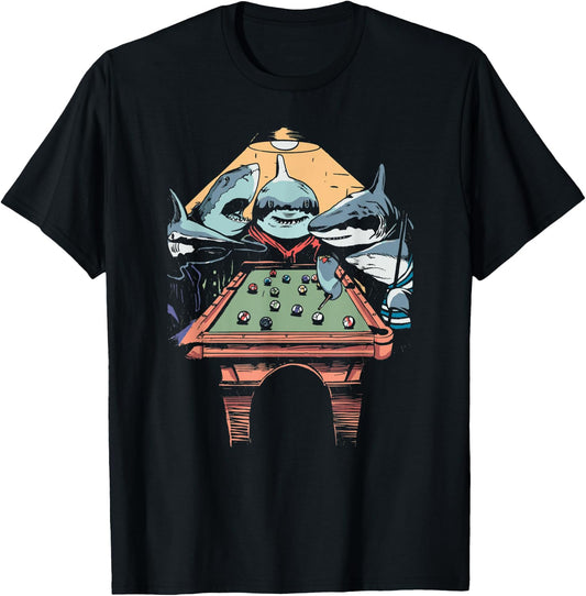 The Pool Sharks Funny Vintage Painting Parody T-Shirt - T-Shirt | Black