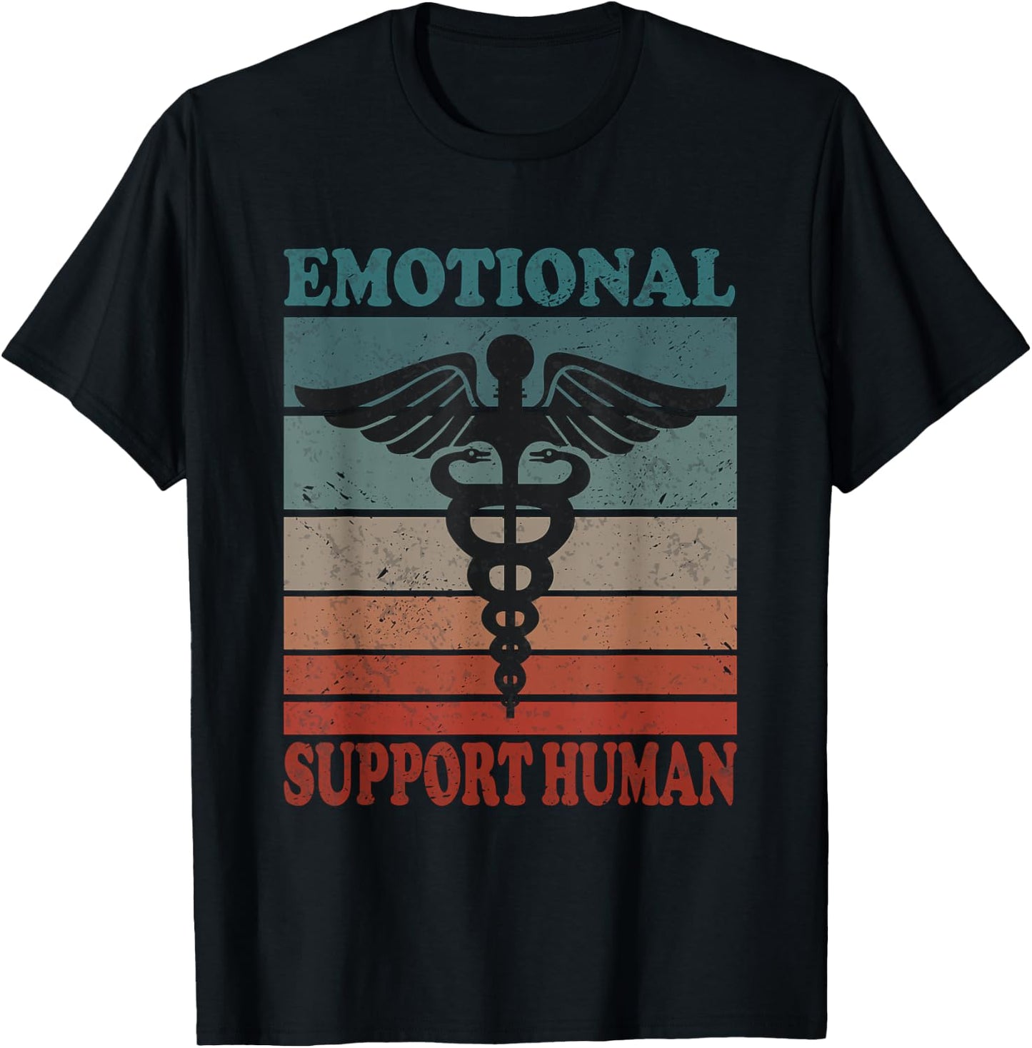 Vintage Emotional Support Human Service People Black T-Shirt - T-Shirt | Black