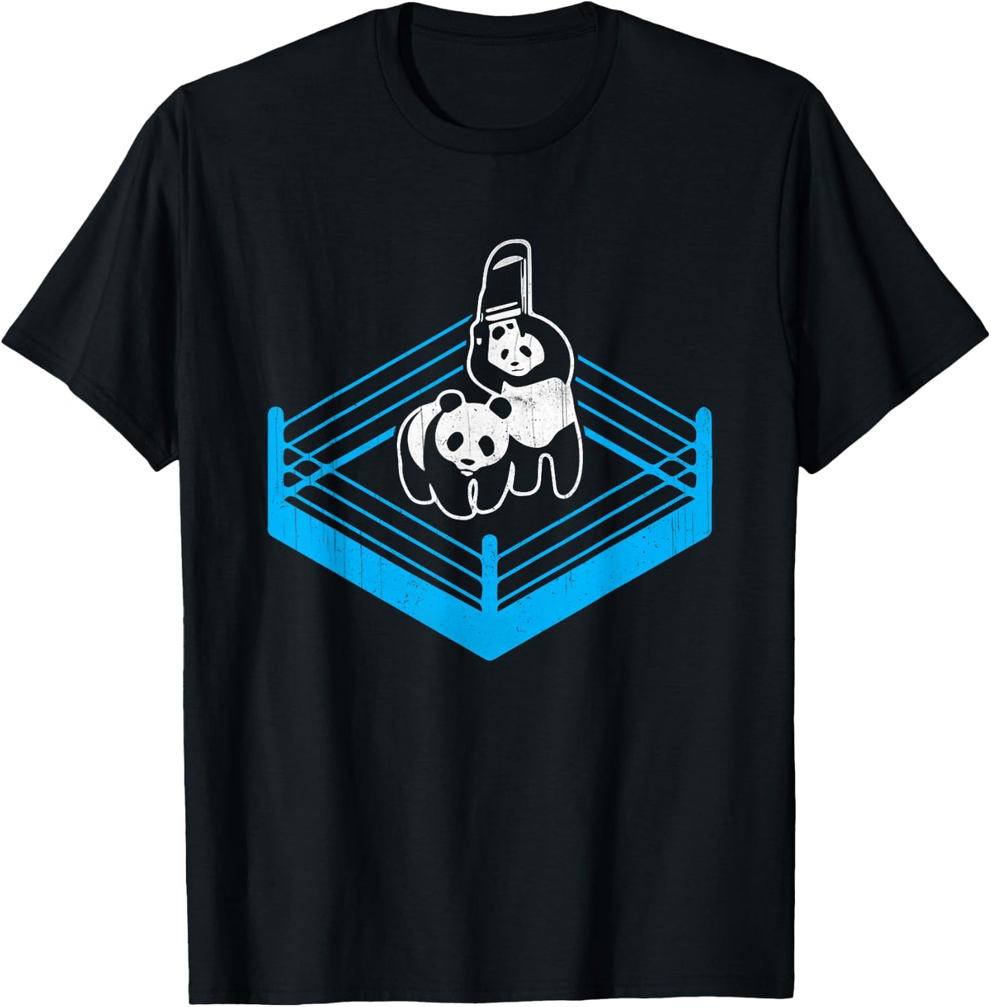 Wrestling Fight Panda Bear Chair T-Shirt - T-Shirt | Black