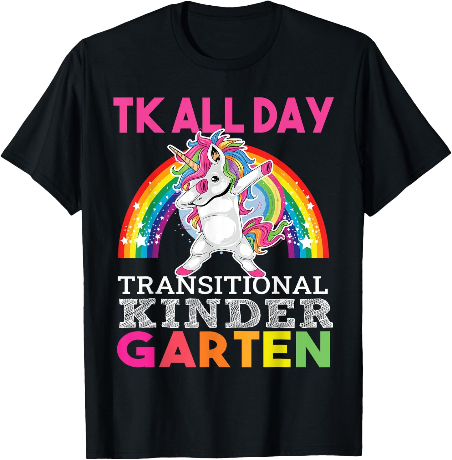TK All Day Transitional Kindergarten Dabbing Unicorn T-Shirt - T-Shirt | Black