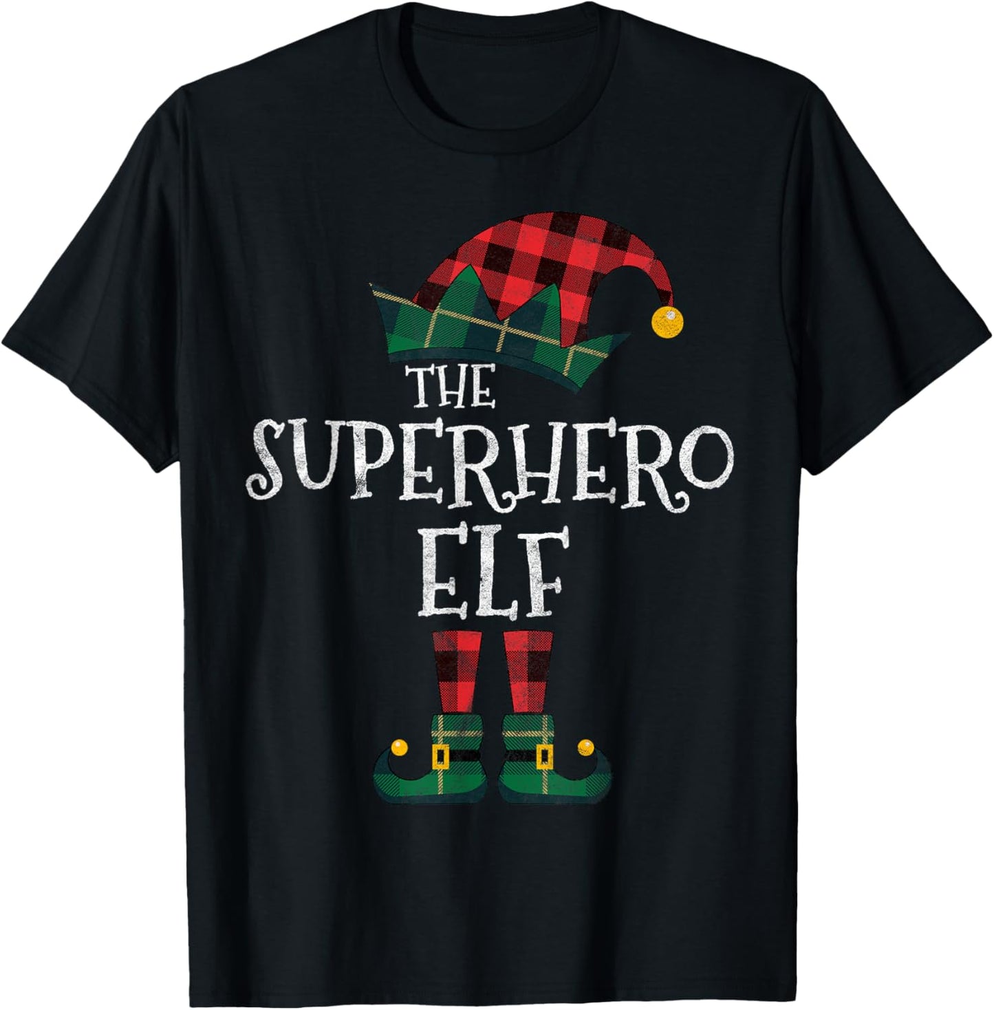The Superhero Elf Matching Family Group Gift Funny Christmas T-Shirt - T-Shirt | Black