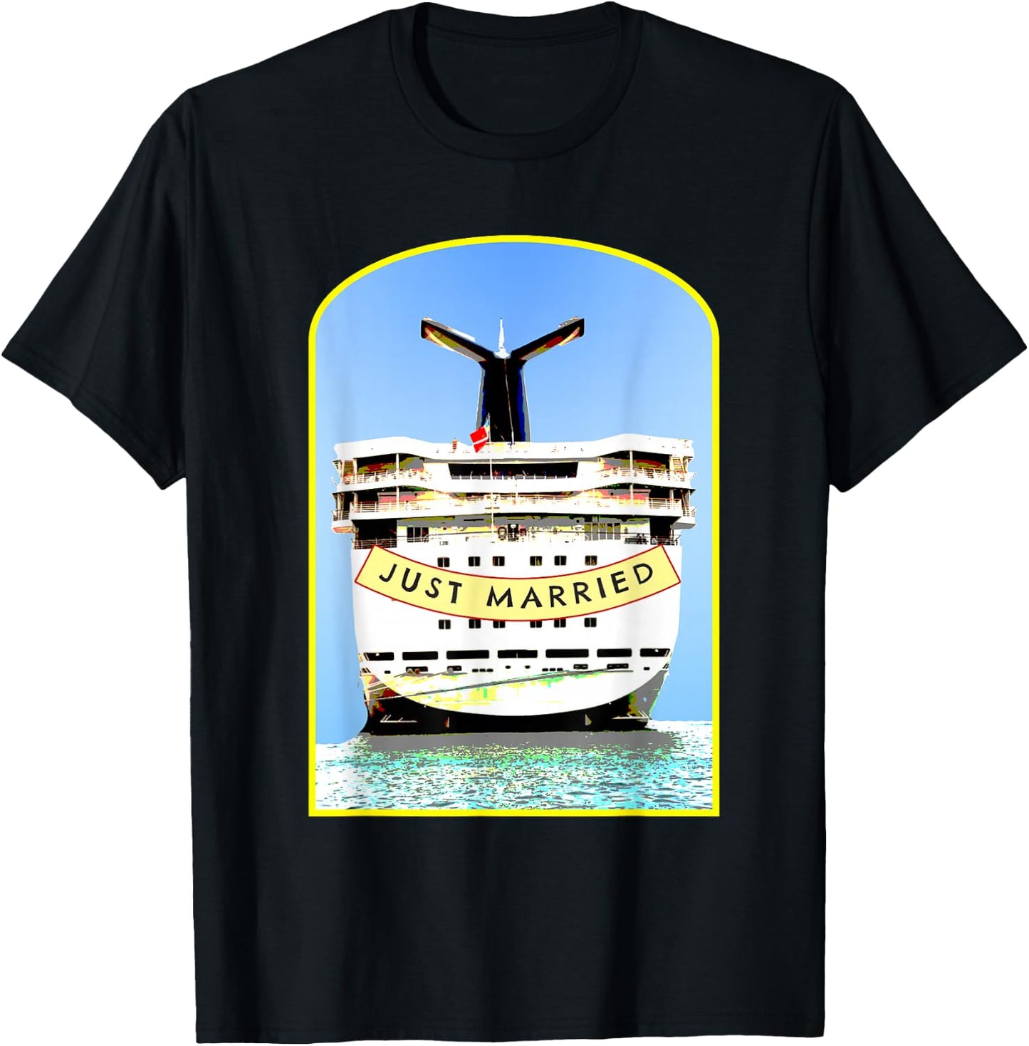 Just Married 2026 Honeymoon Cruise Newlyweds Wife Husband T-Shirt - T-Shirt | Black