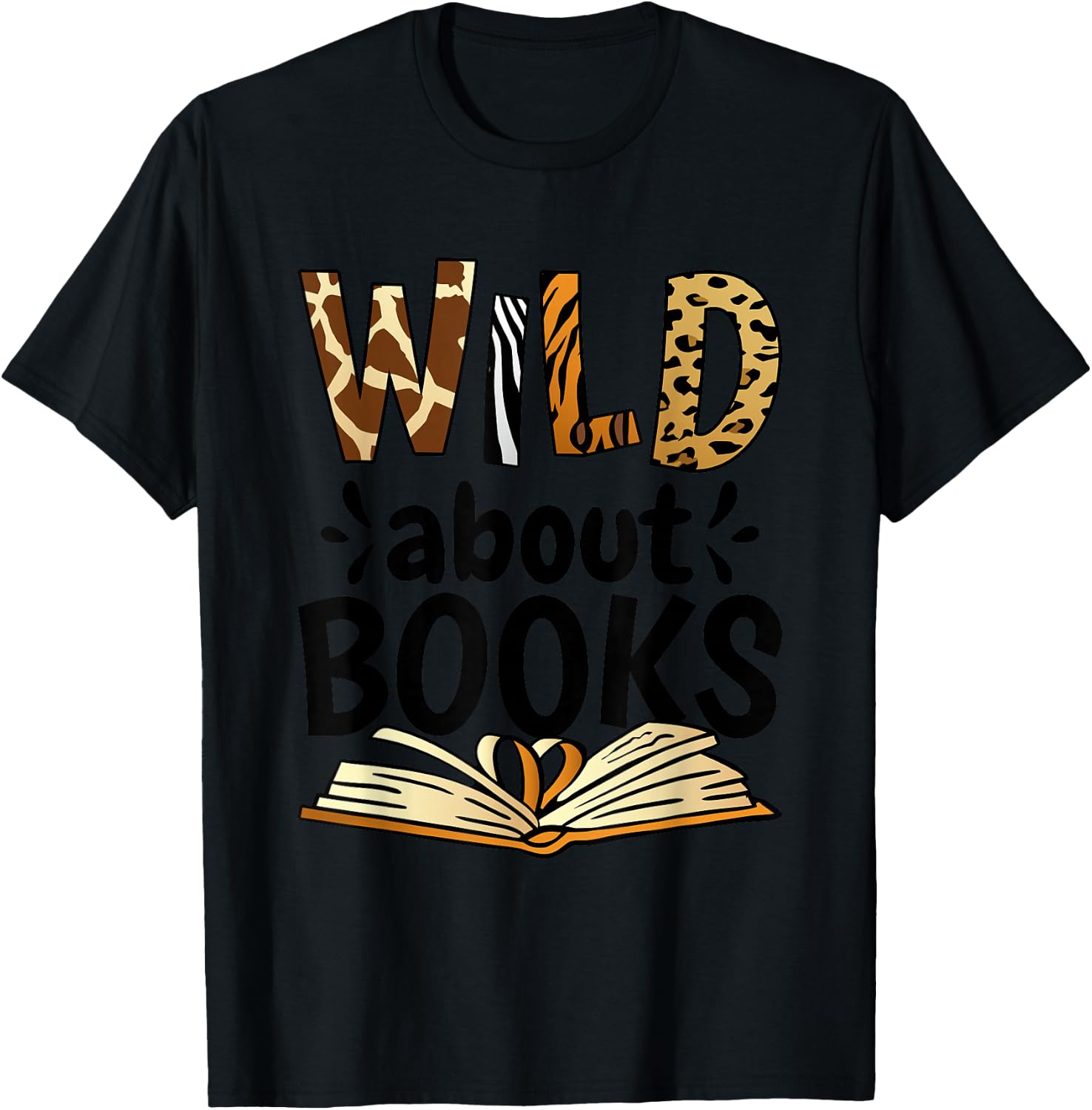 Wild About Books, Booklover & Bibliophile T-Shirt - T-Shirt | Black