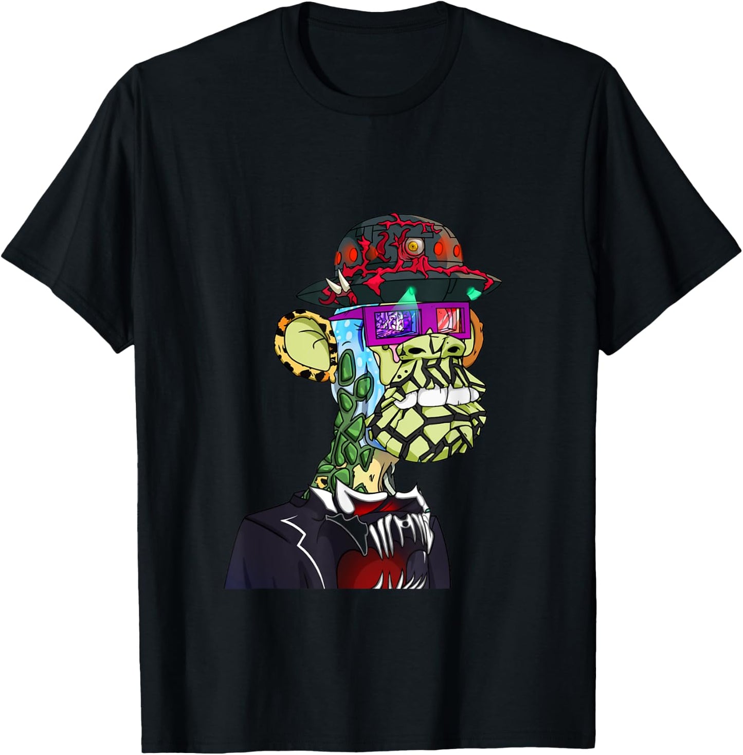 MAYC #24408 Funny Glasses APE NFT T-Shirt - T-Shirt | Black