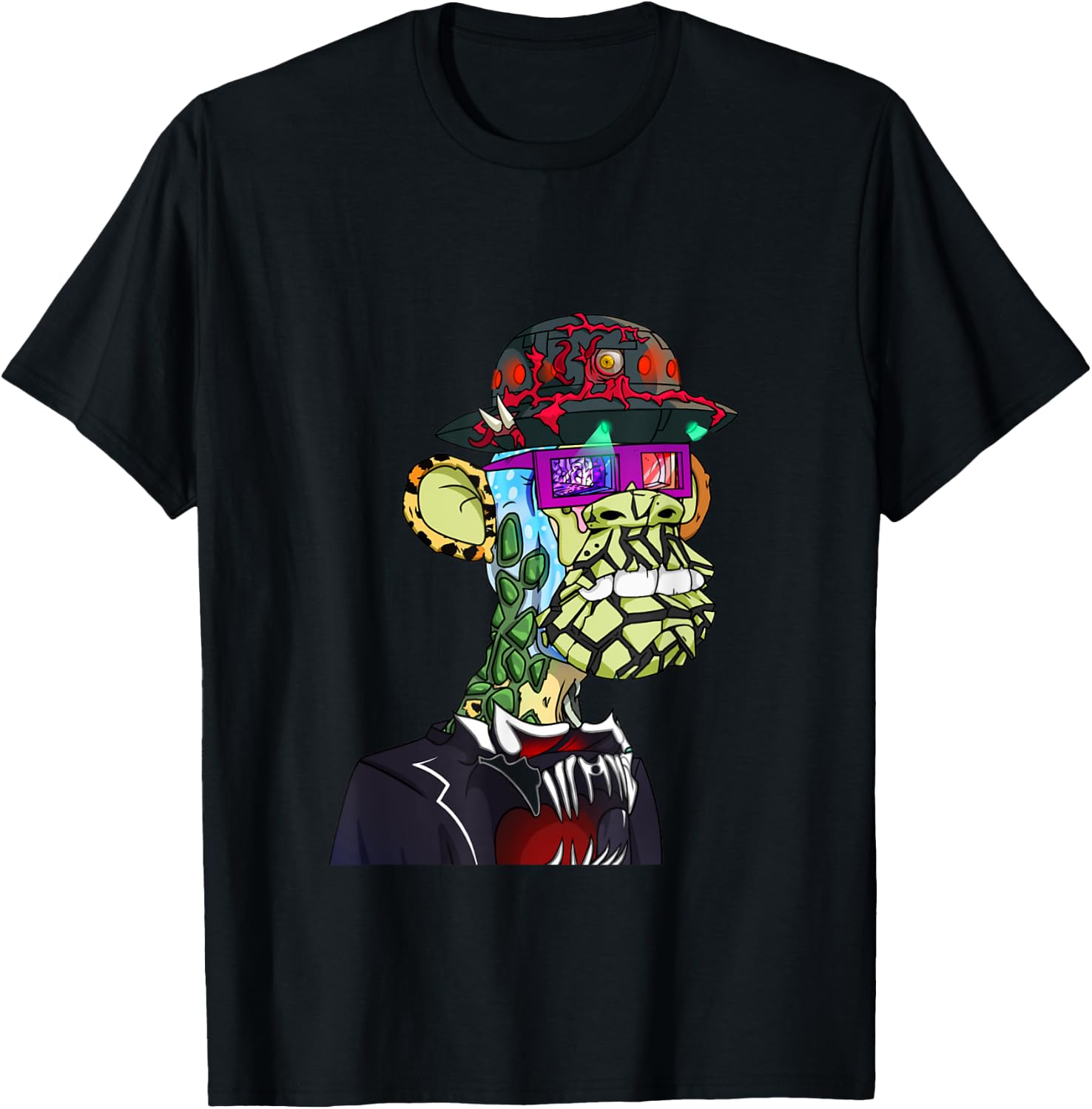 MAYC #24408 Funny Glasses APE NFT T-Shirt - T-Shirt | Black