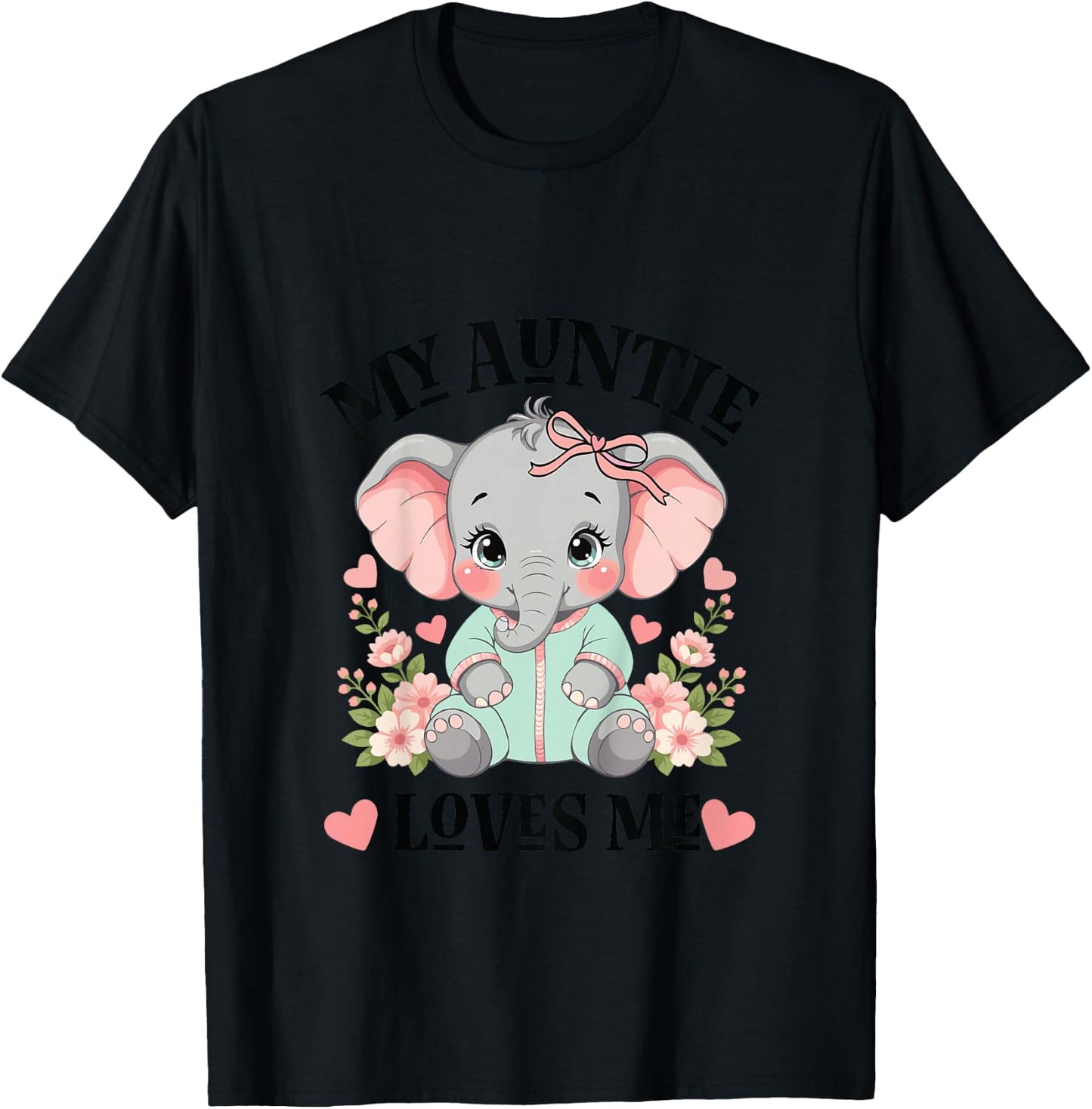 My Auntie Loves Me Niece Elephant T-Shirt - T-Shirt | Black