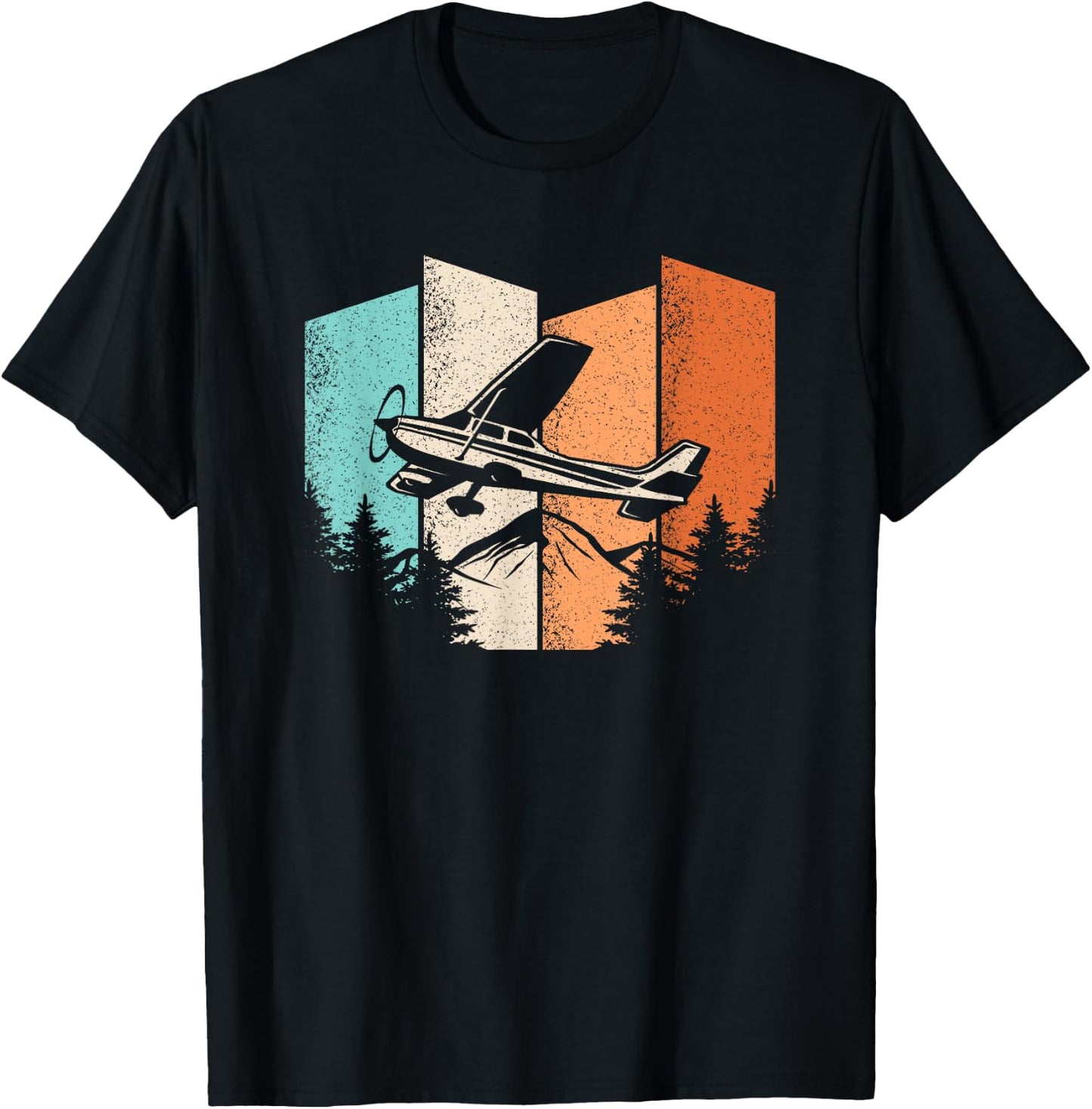Retro Airplane Vintage Pilot Aviation Fly Plane Men Women T-Shirt - T-Shirt | Black