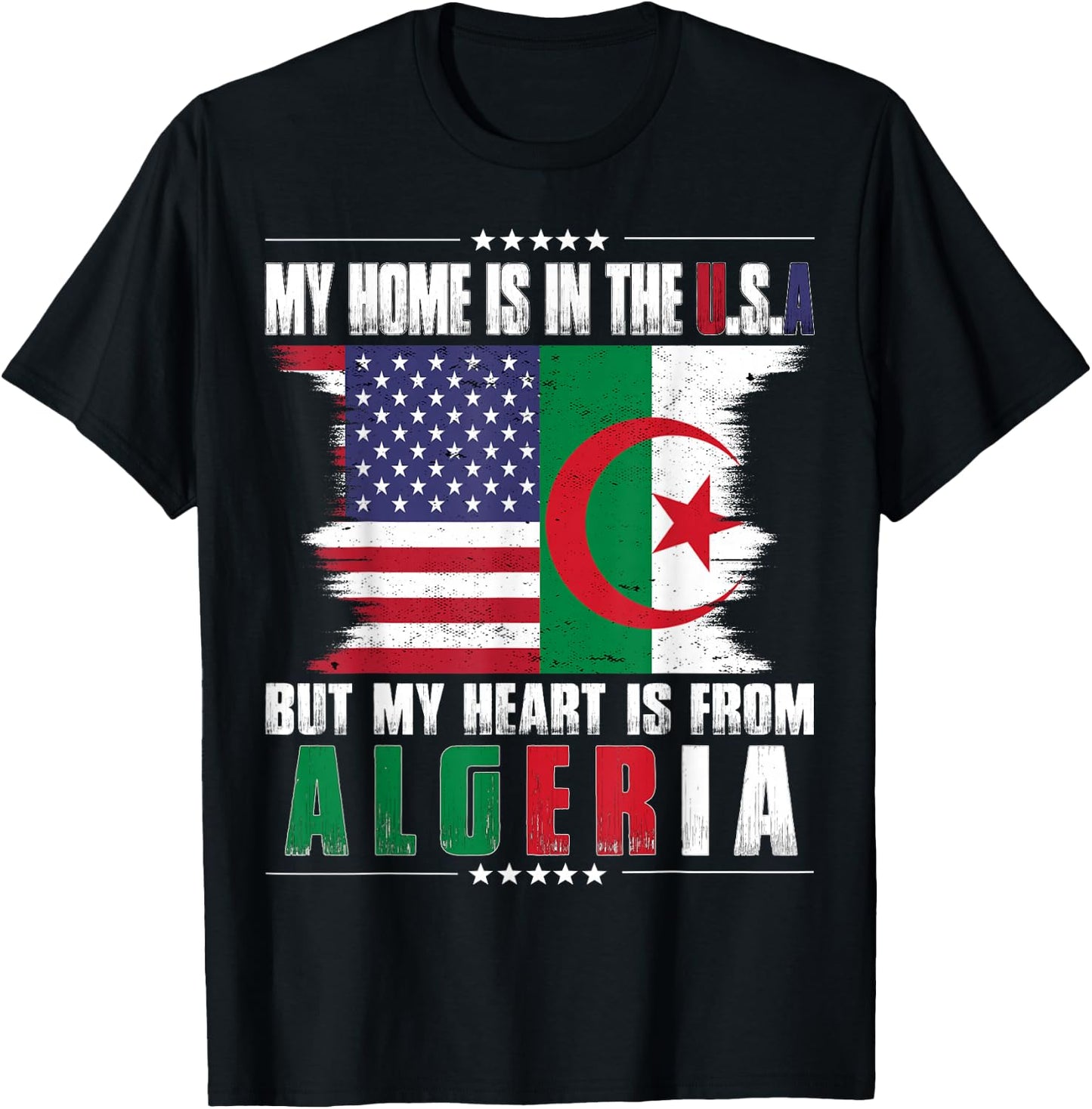 American Grown Patriot Algerian American from Algeria T-Shirt - T-Shirt | Black