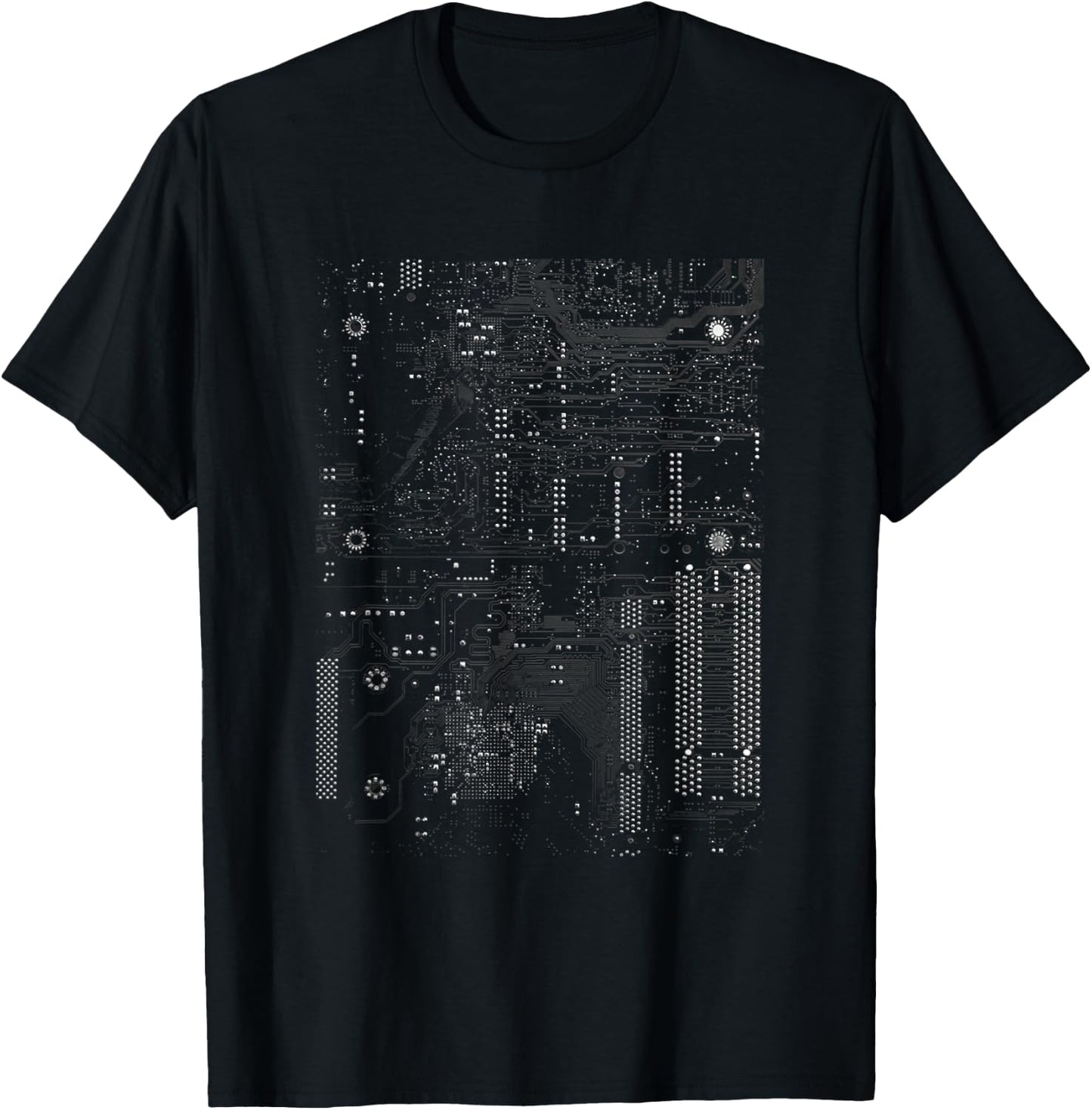 Motherboard Microchip Circuit Black IT Computer Background T-Shirt - T-Shirt | Black