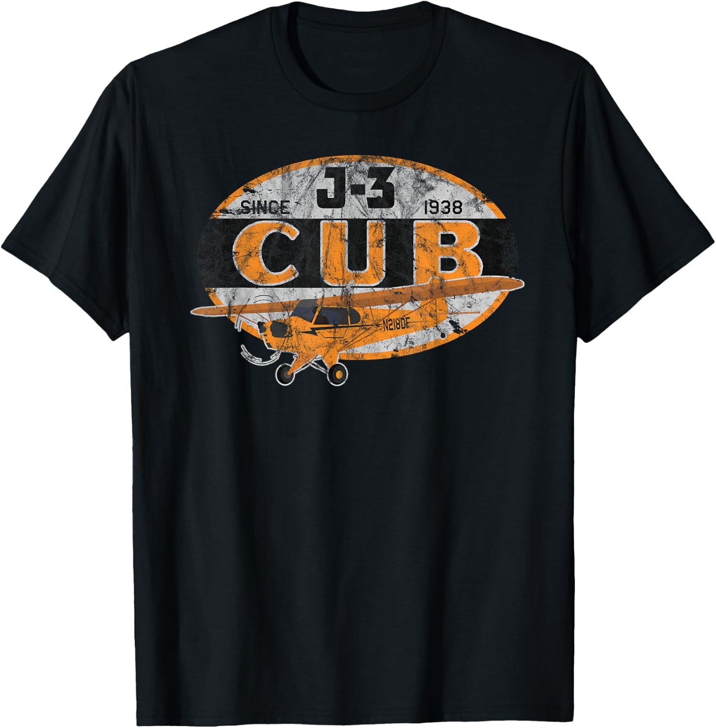 J-3 Cub "Since 1938" Classic Airplane Vintage Pilot T-Shirt - T-Shirt | Black