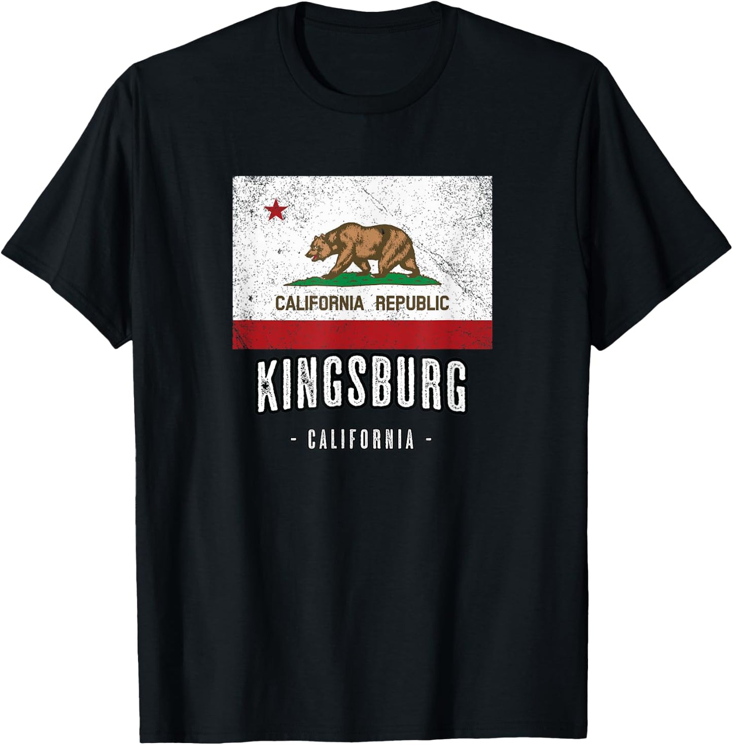 KINGSBURG - California | Cali City Souvenir - CA Flag T-Shirt - T-Shirt | Black