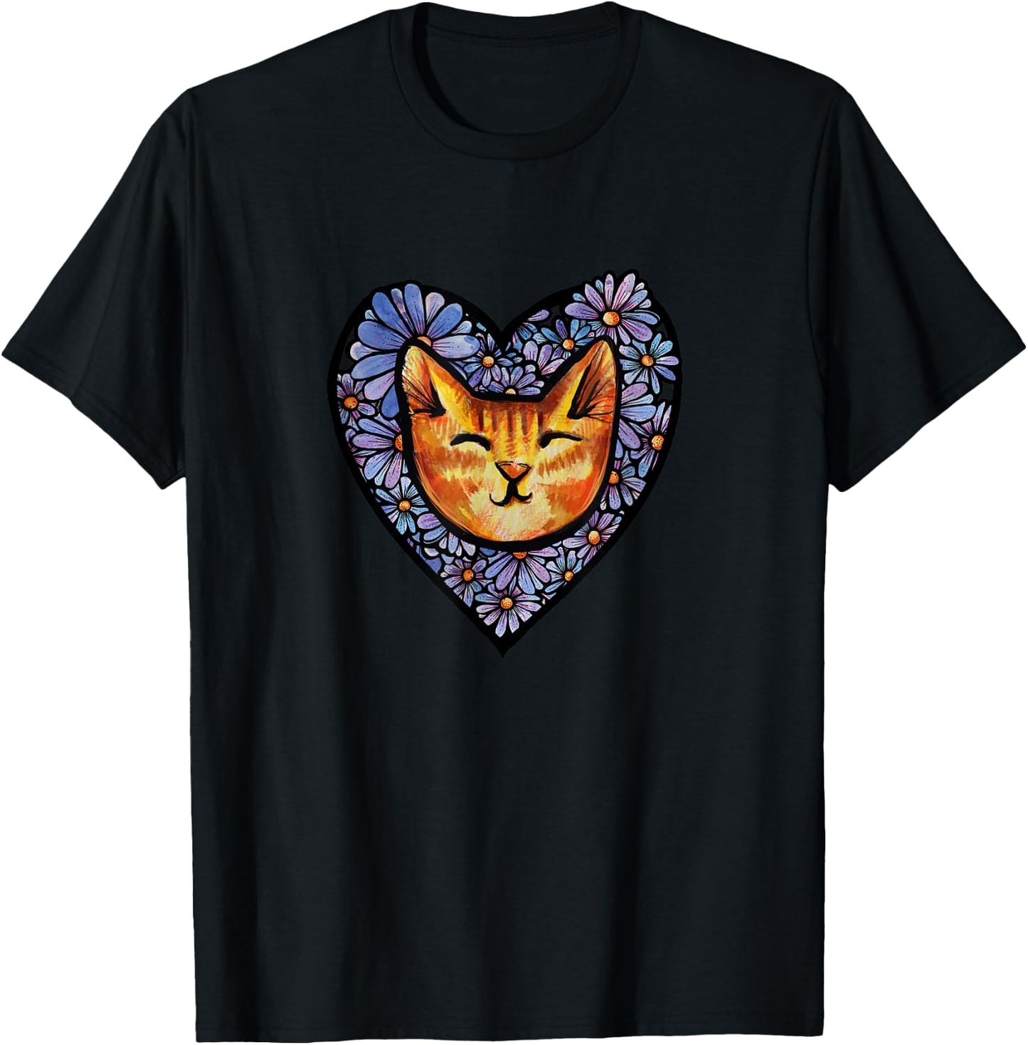 Orange Tiger Stripe Cat Tabby Men Women T-Shirt - T-Shirt | Black