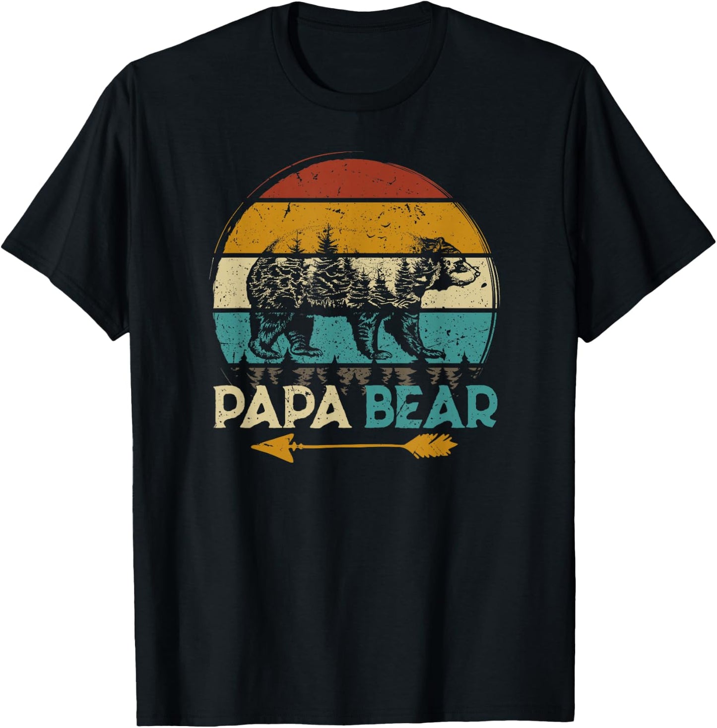 Father's Day Papabear Funny Dad Baby Bear Retro Vintage T-Shirt - T-Shirt | Black