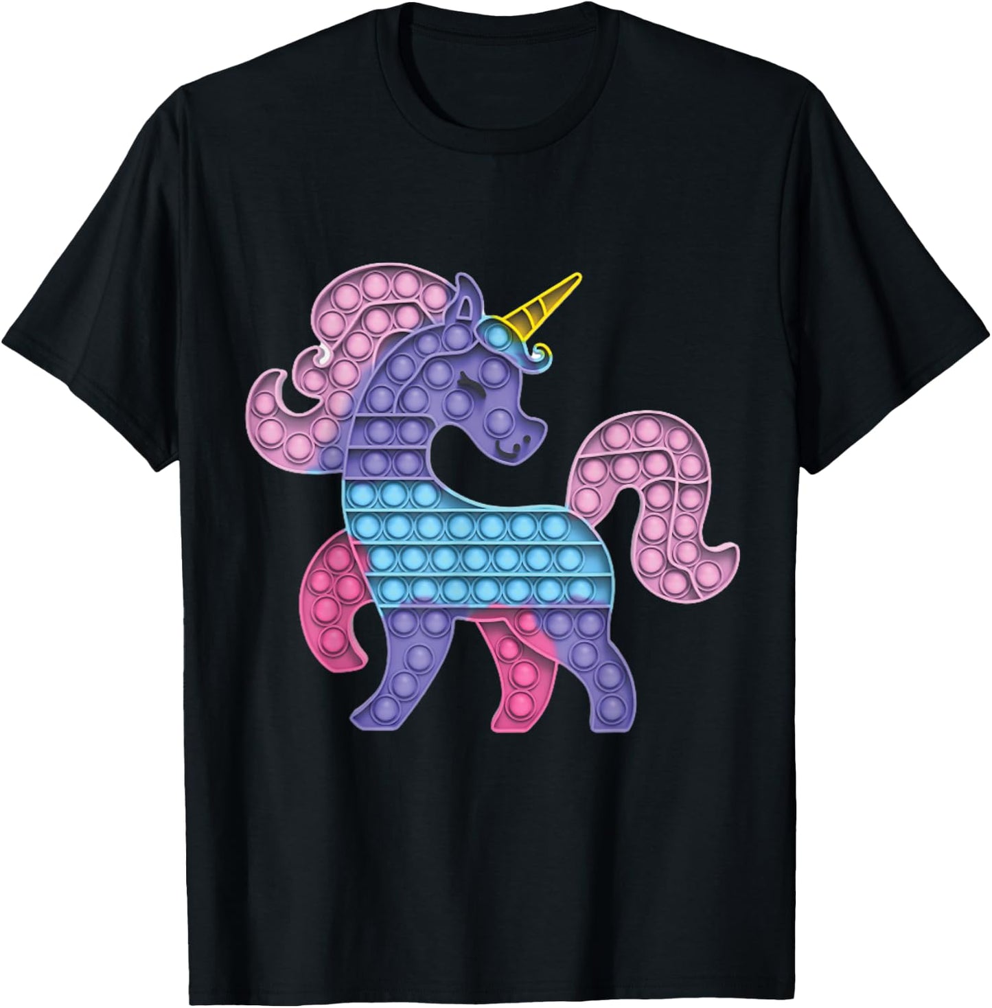 Pop Up Fidget Game Unicorn Rainbow Colourful for Girls T-Shirt - T-Shirt | Black