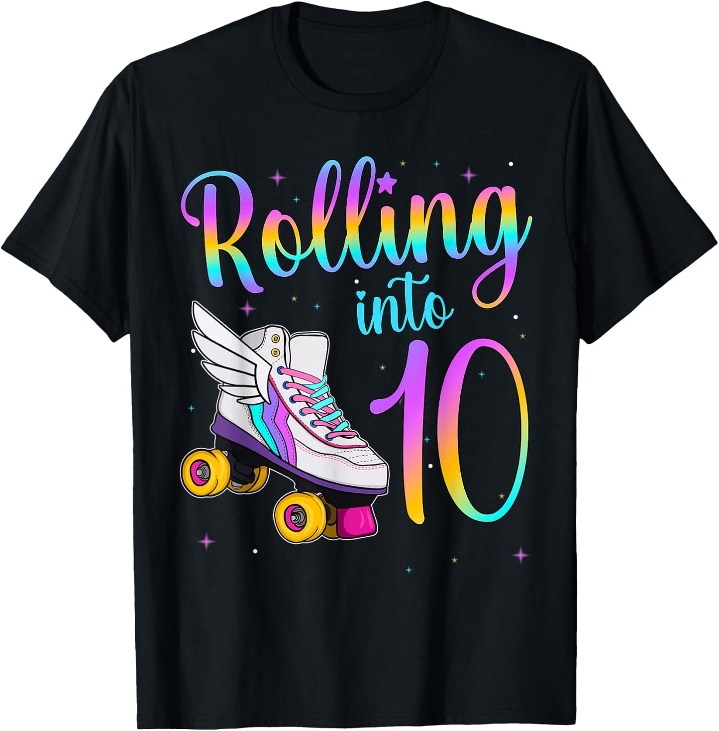 Rolling Into 10 years. Lets Roll I'm Turning 1 Roller Skates T-Shirt - T-Shirt | Black