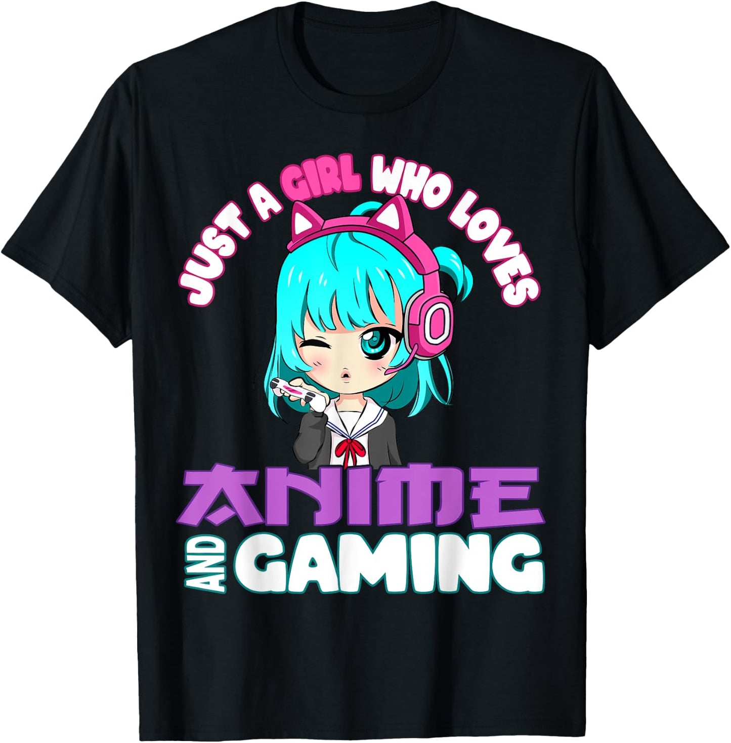 Just a Girl who loves Anime and Gaming chibi Video Games T-Shirt - T-Shirt | Black