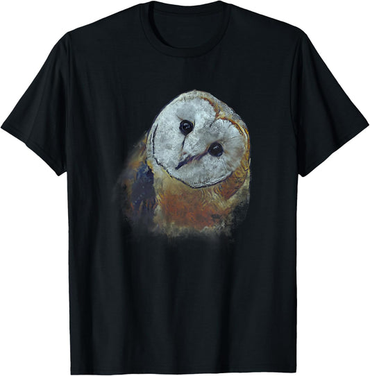 Barn Owl Painting Owl Art T-Shirt - T-Shirt | Black