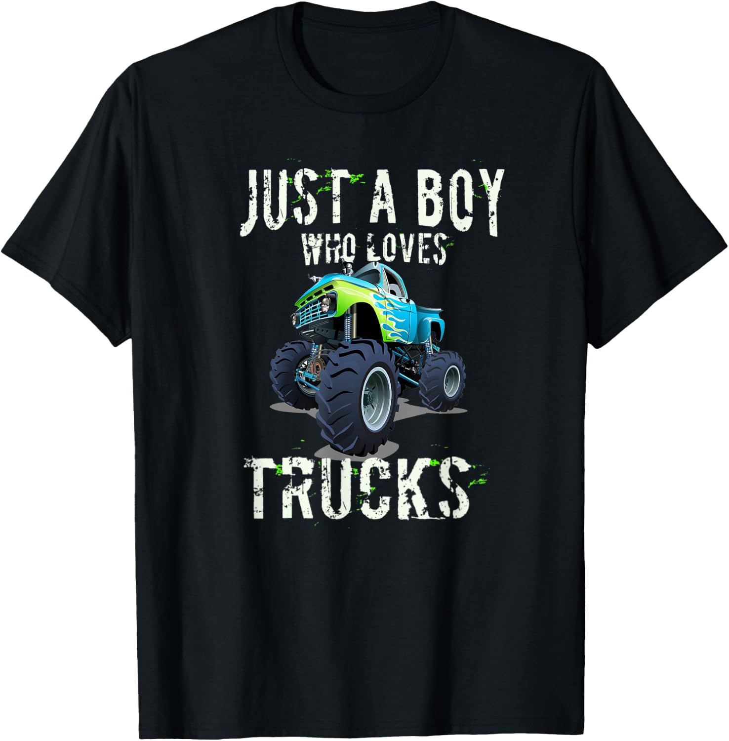 Kids Monster Truck T Shirt Gift Just a Boy Who Loves Trucks T-Shirt - T-Shirt | Black