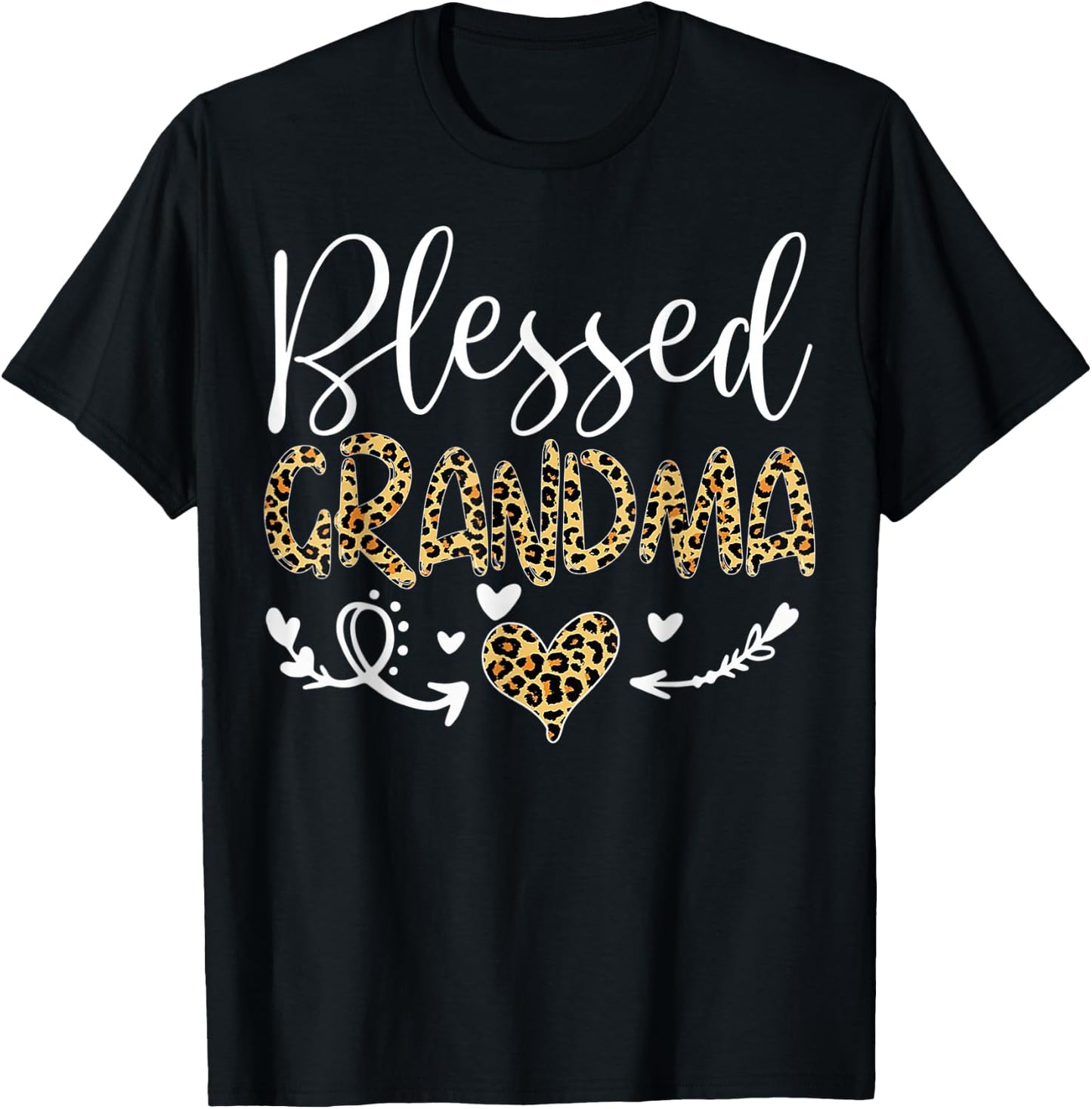 Leopard Blessed Grandma For Grandmother Granny Mimi Mother T-Shirt - T-Shirt | Black
