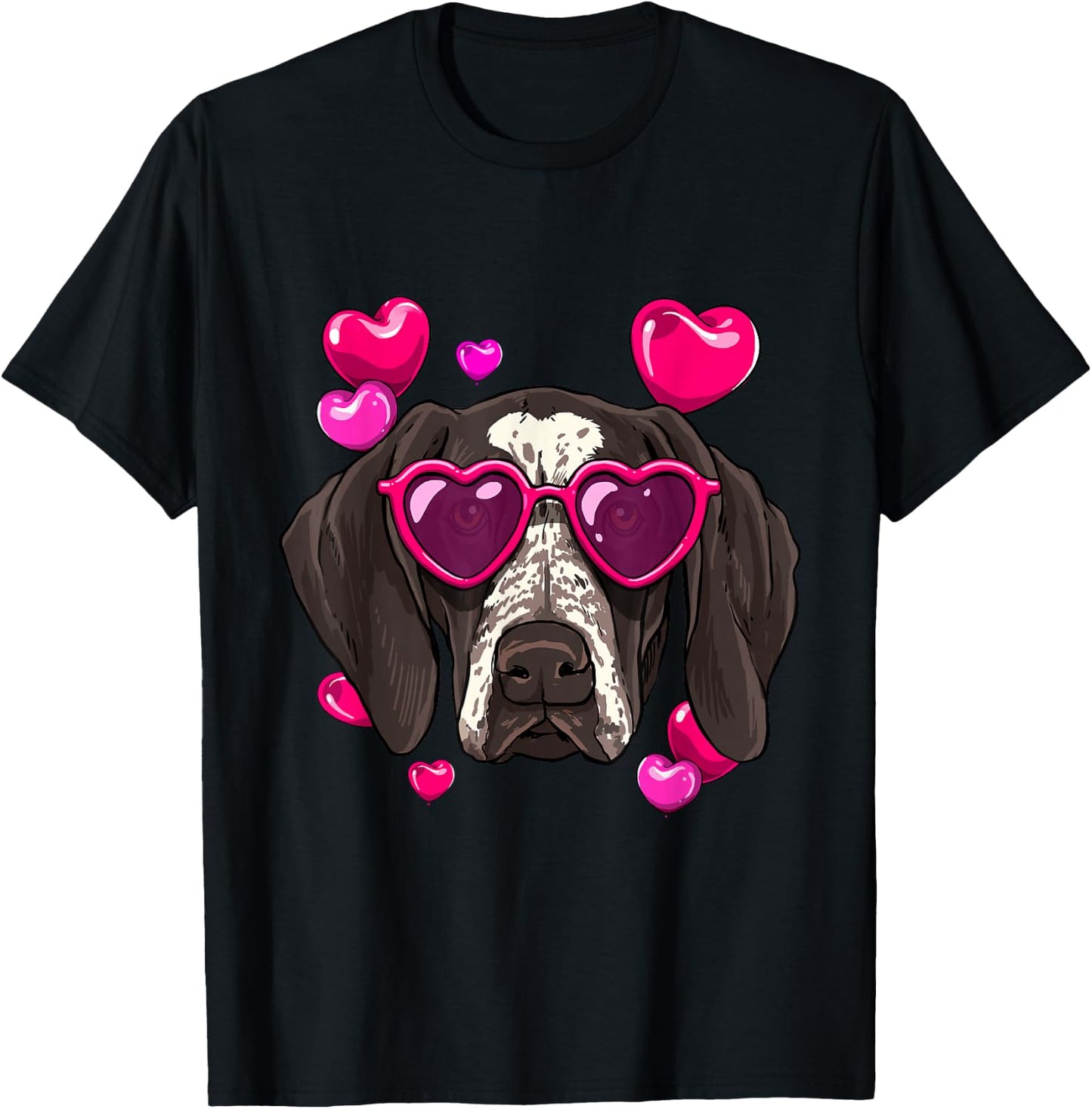 German Shorthaired Pointer Valentines Day Heart Dog Lover T-Shirt - T-Shirt | Black